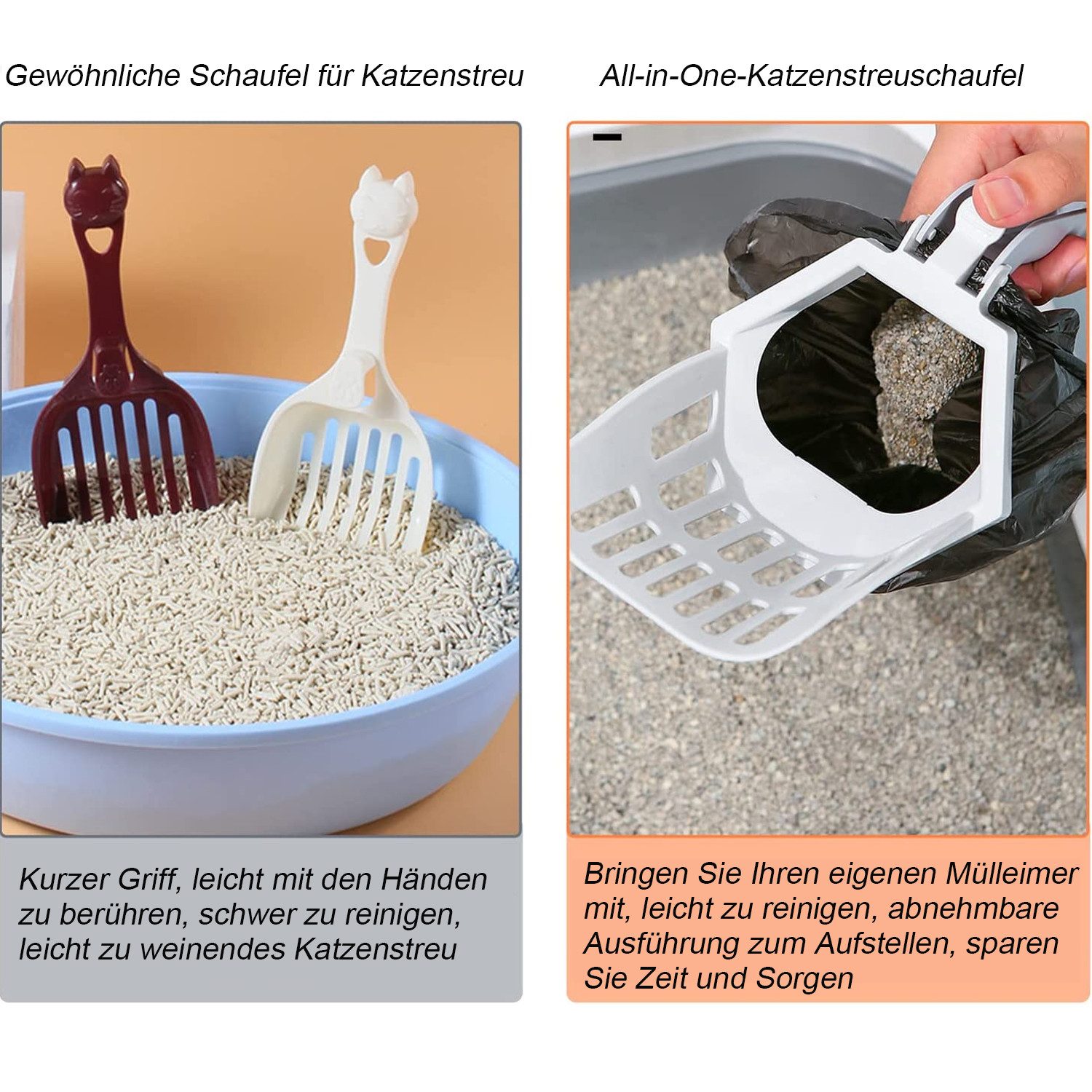 KINSI Katzentoilette Katzenstreu-Schaufel, Katzenstreu-Schaufel 2 in 1, Str günstig online kaufen