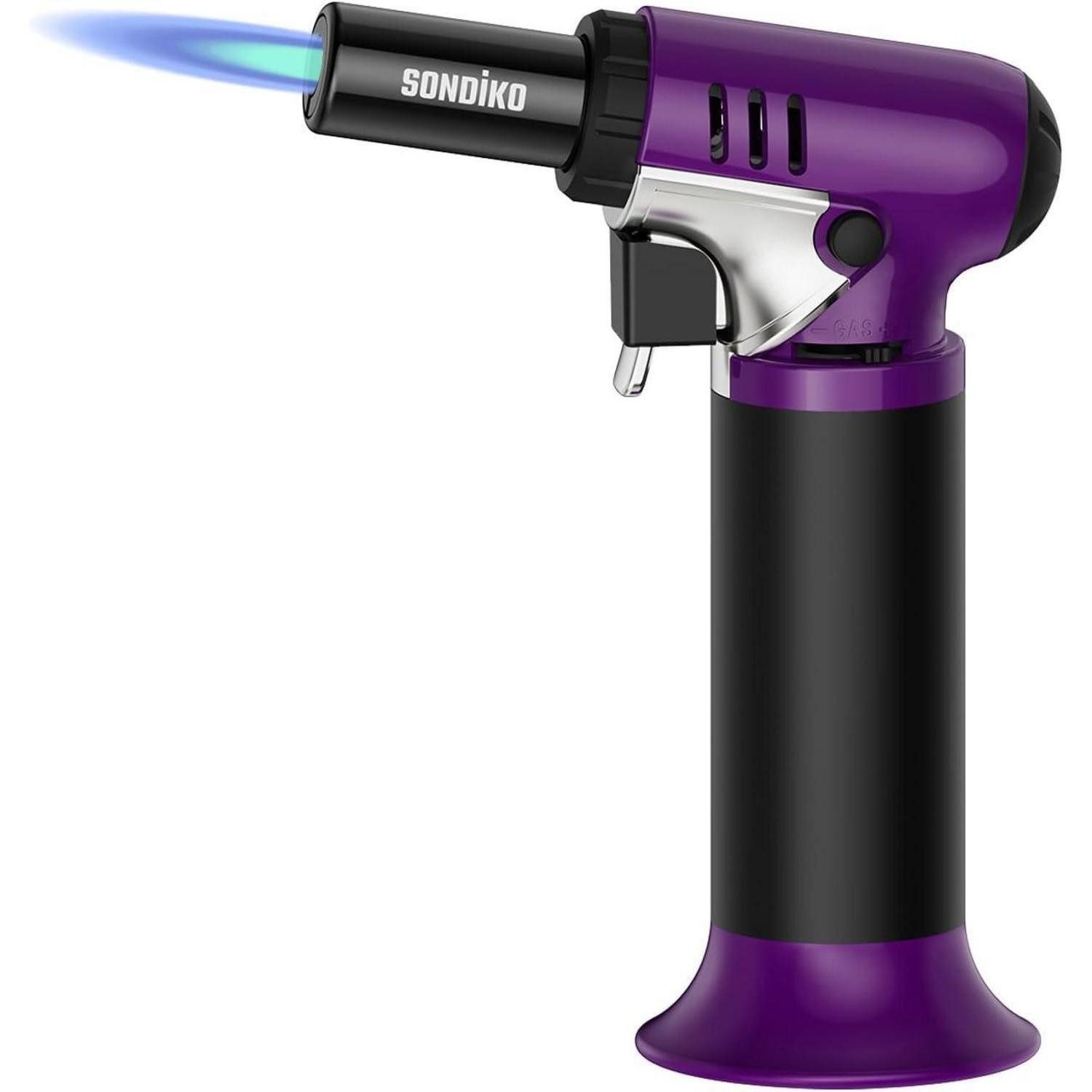 LuxusKollektion Flambierbrenner Butanbrenner Lötbrenner Brennstoffanzeige S907 Lila & Schwarz