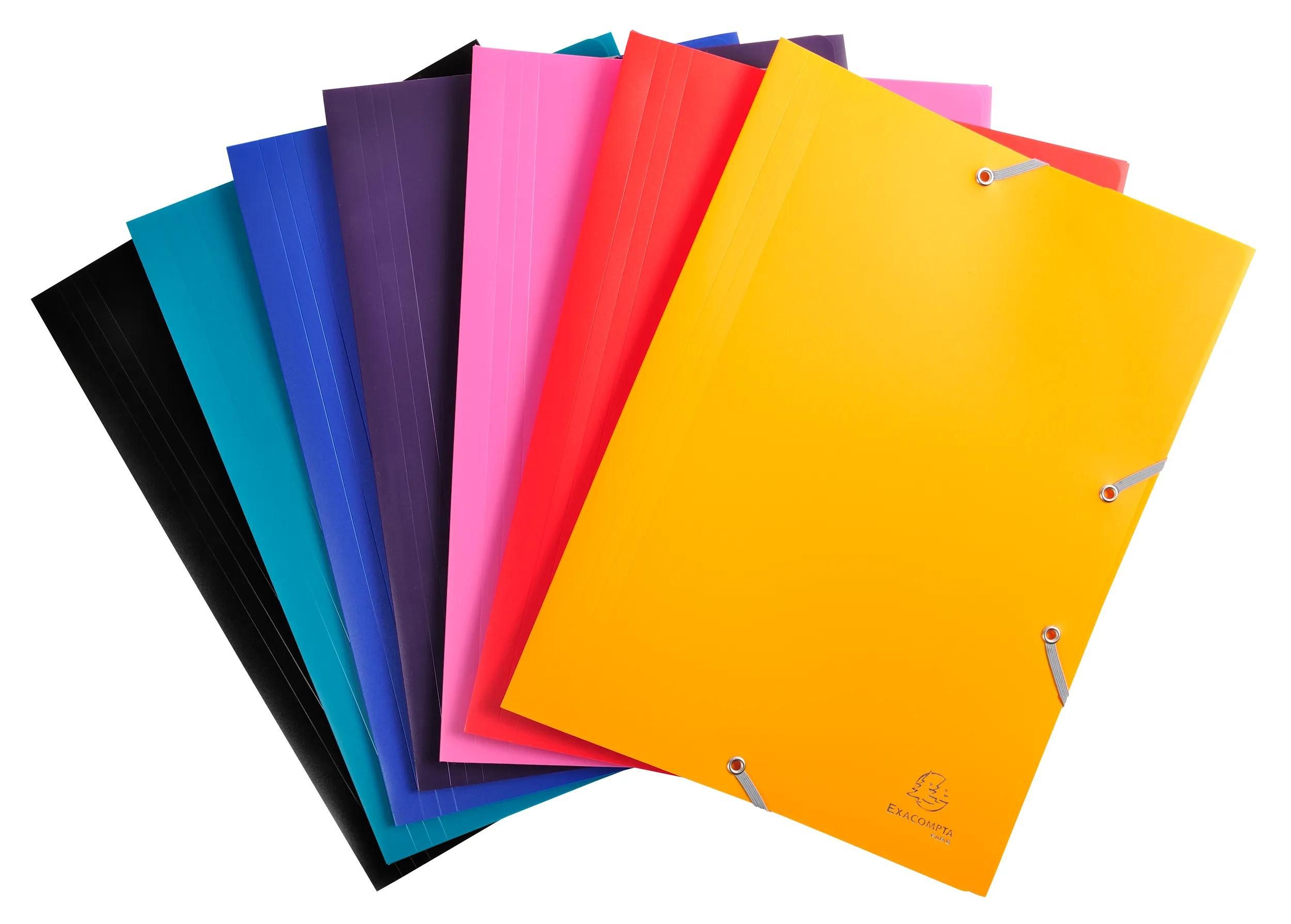 Organisationsmappe 60x Sammelmappe PP 400µ +Gummizug 3 Klappen A4 sortiert 55900E