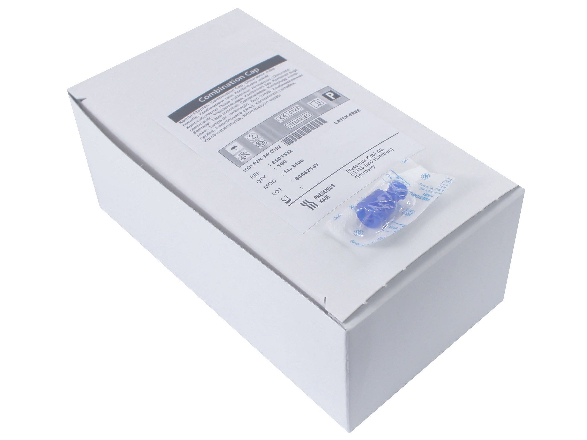 Fresenius Kabi Deutschland Einwegspritze Kombistopfen für Luer-/Luer-Lock-Ansätze, 100 Stück, (Packung), Luer/Luer-Lock, blau, steril, latex-/DEHP-/PVC-frei, bis 2 bar