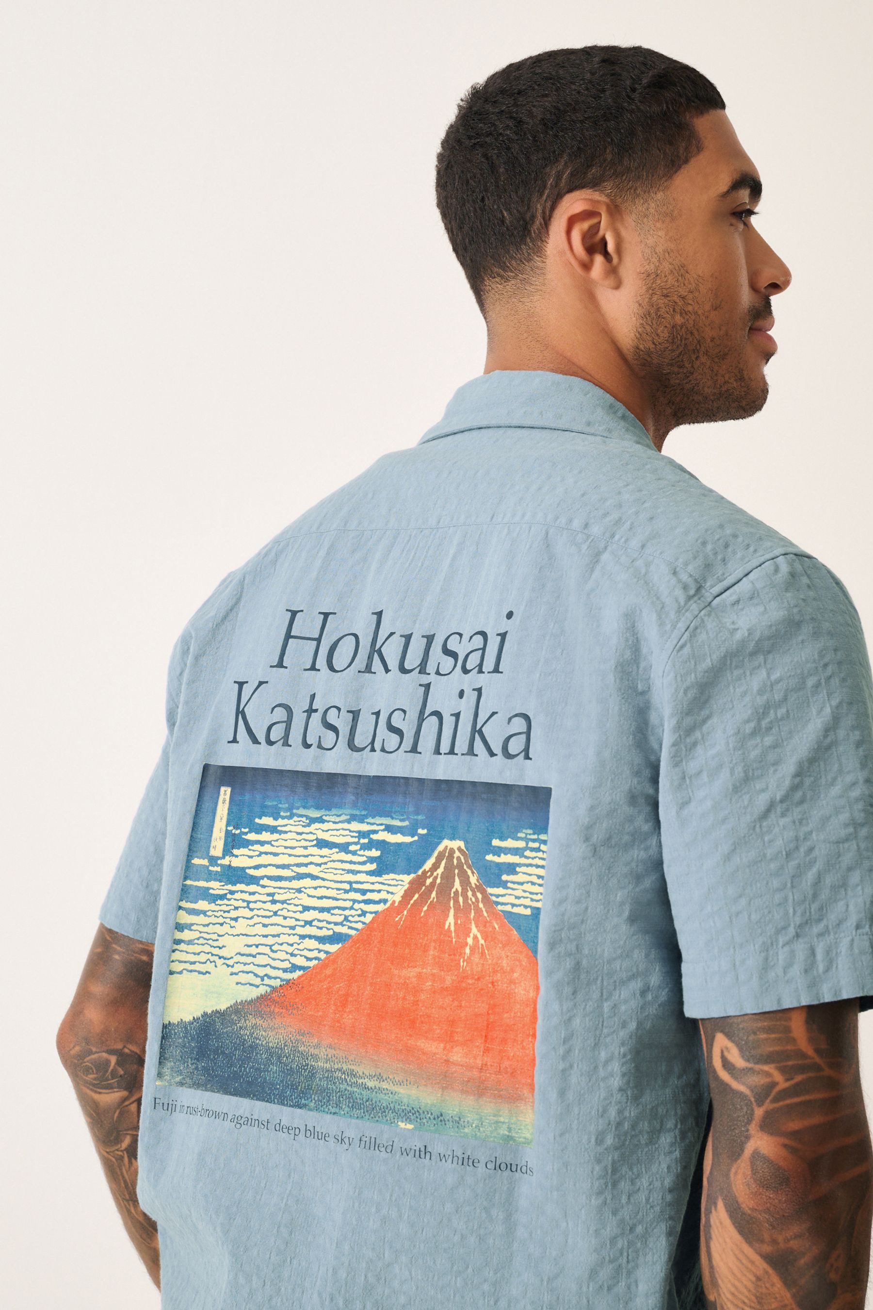 Next Kurzarmhemd Kurzarmhemd aus 100 % Baumwolle, Hokusai-Print (1-tlg)