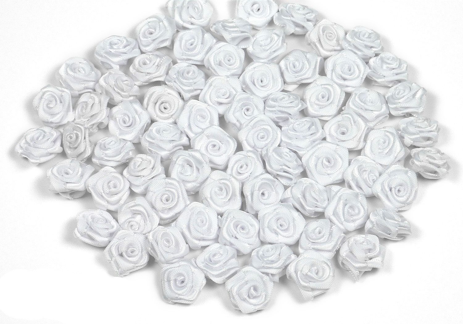 Creativery Streudeko, Satinrosen 15mm zum Basteln & Aufnähen 100 Stück