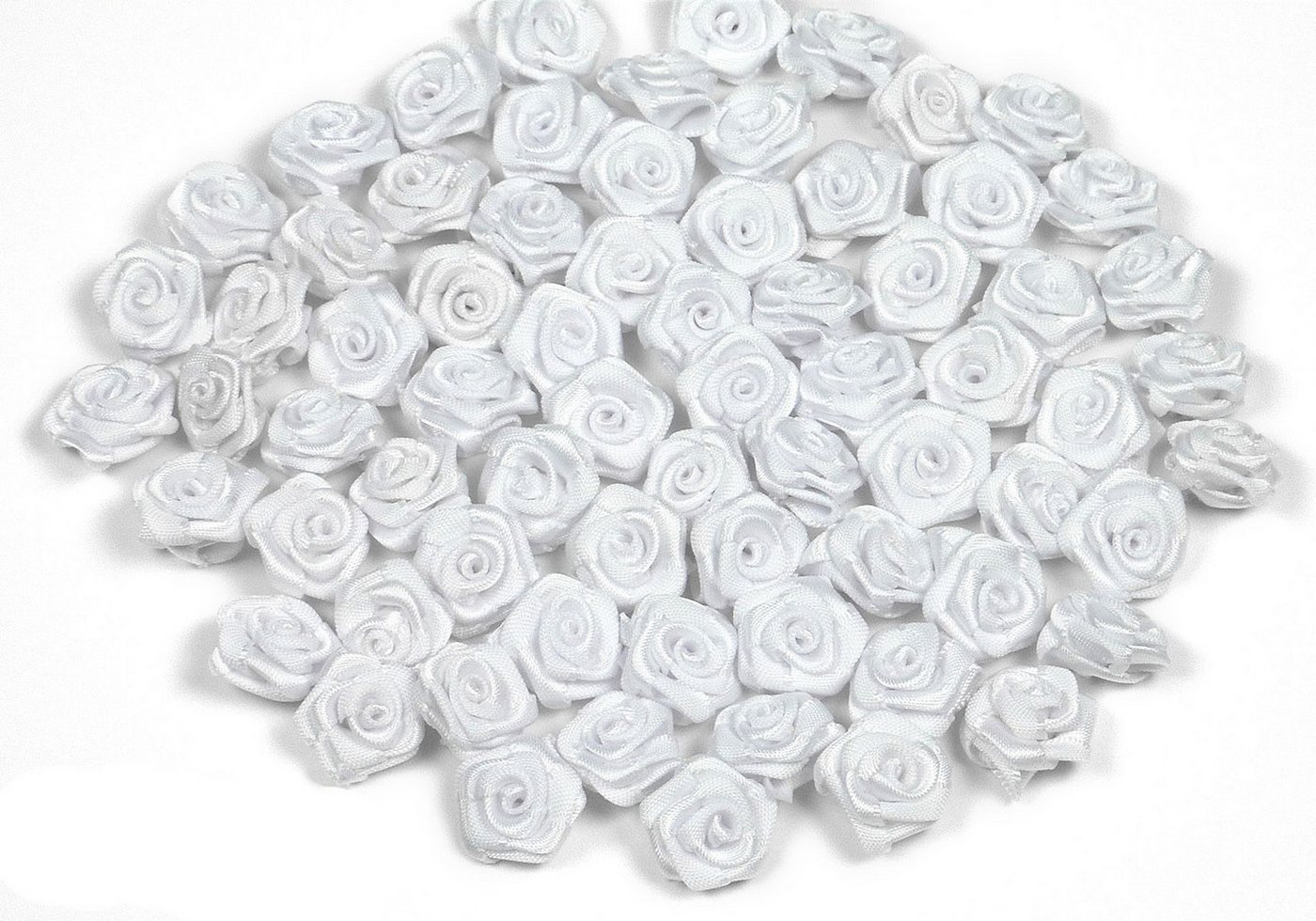 Creativery Streudeko, Satinrosen 15mm zum Basteln & Aufnähen 100 Stück