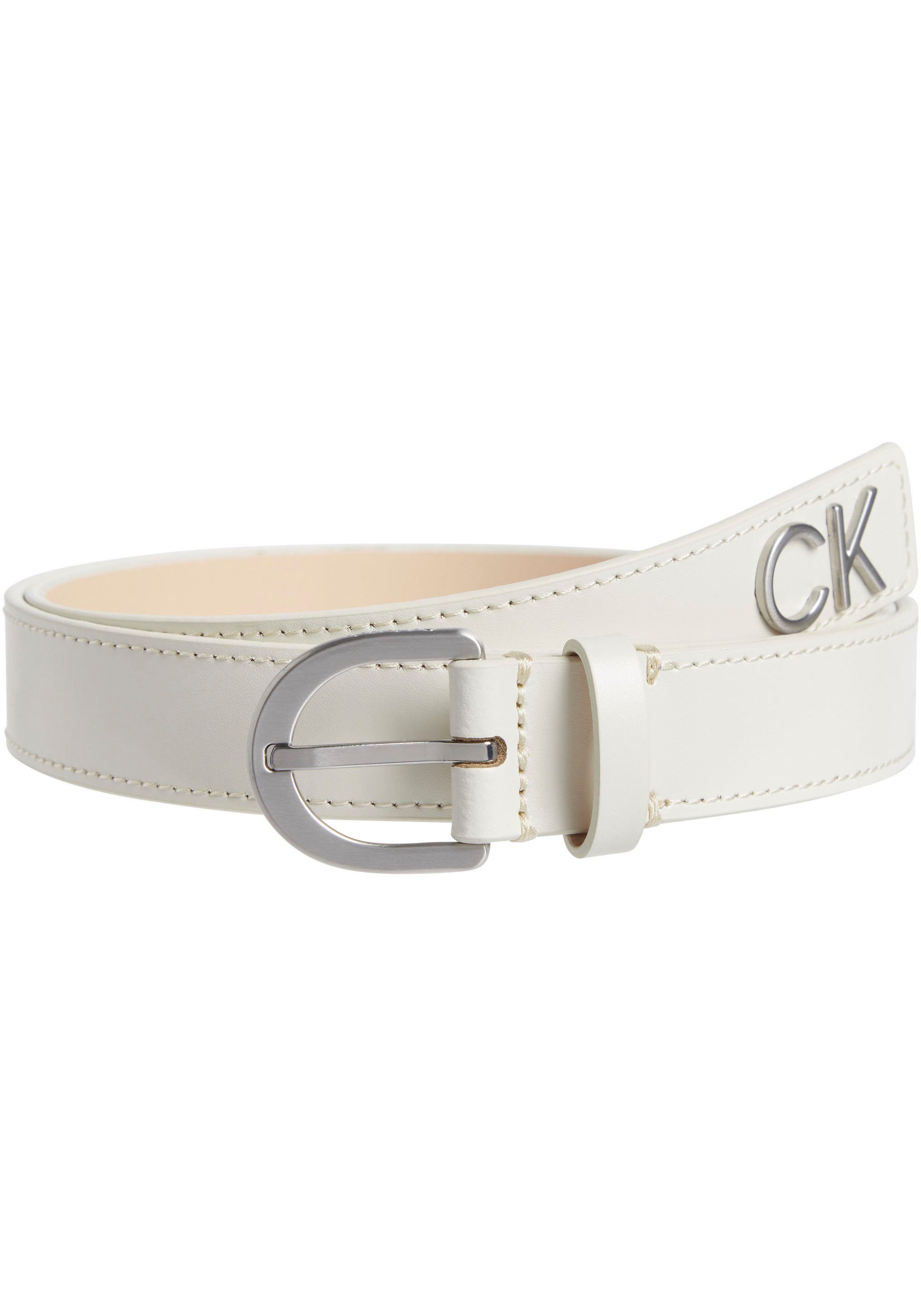 Einfachdornschließe Calvin W/TIP RE-LOCK Ecru 25MM Ledergürtel RND BLT mit Dk Klein BCKL