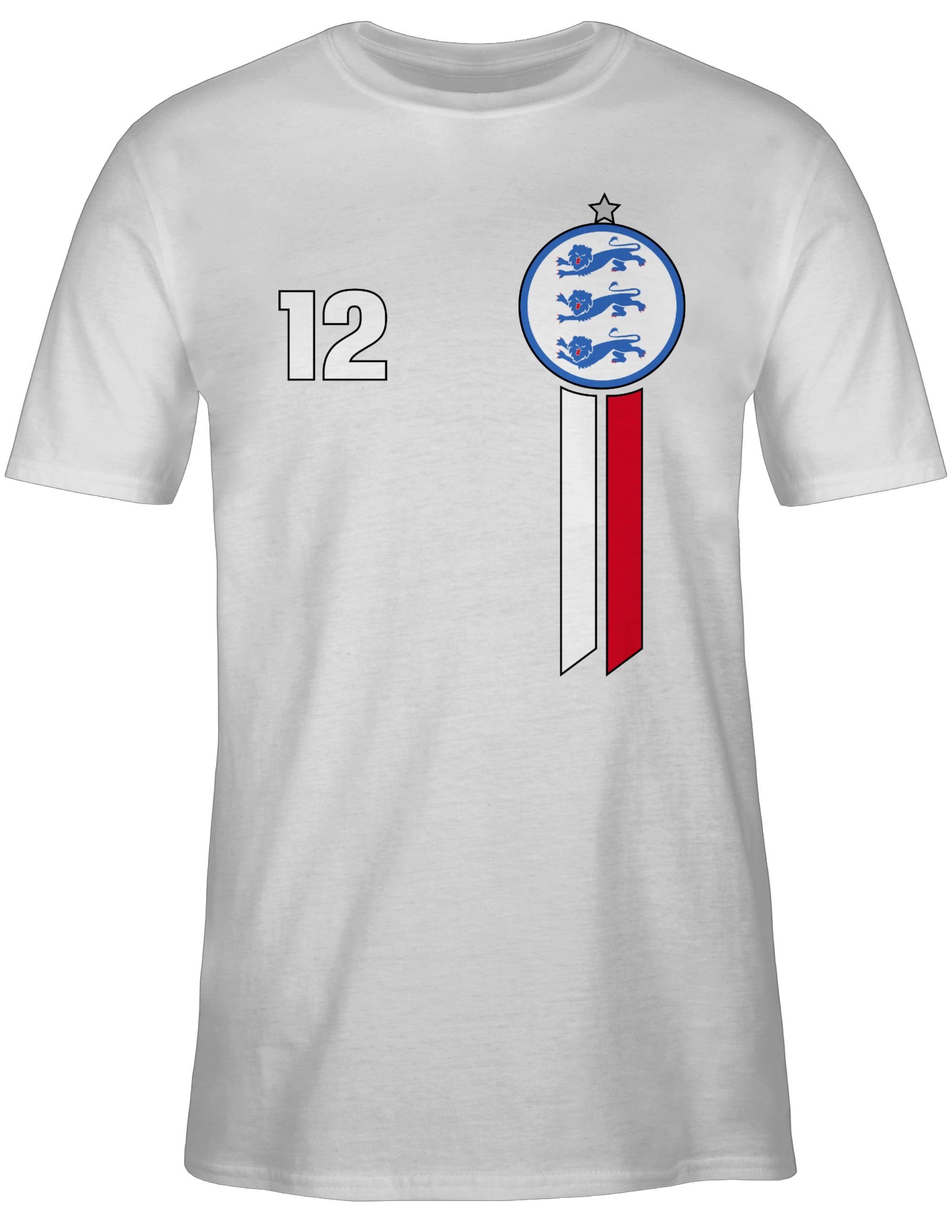 Mann Emblem Fussball Shirtracer 12. Weiß T-Shirt England 01 EM 2024
