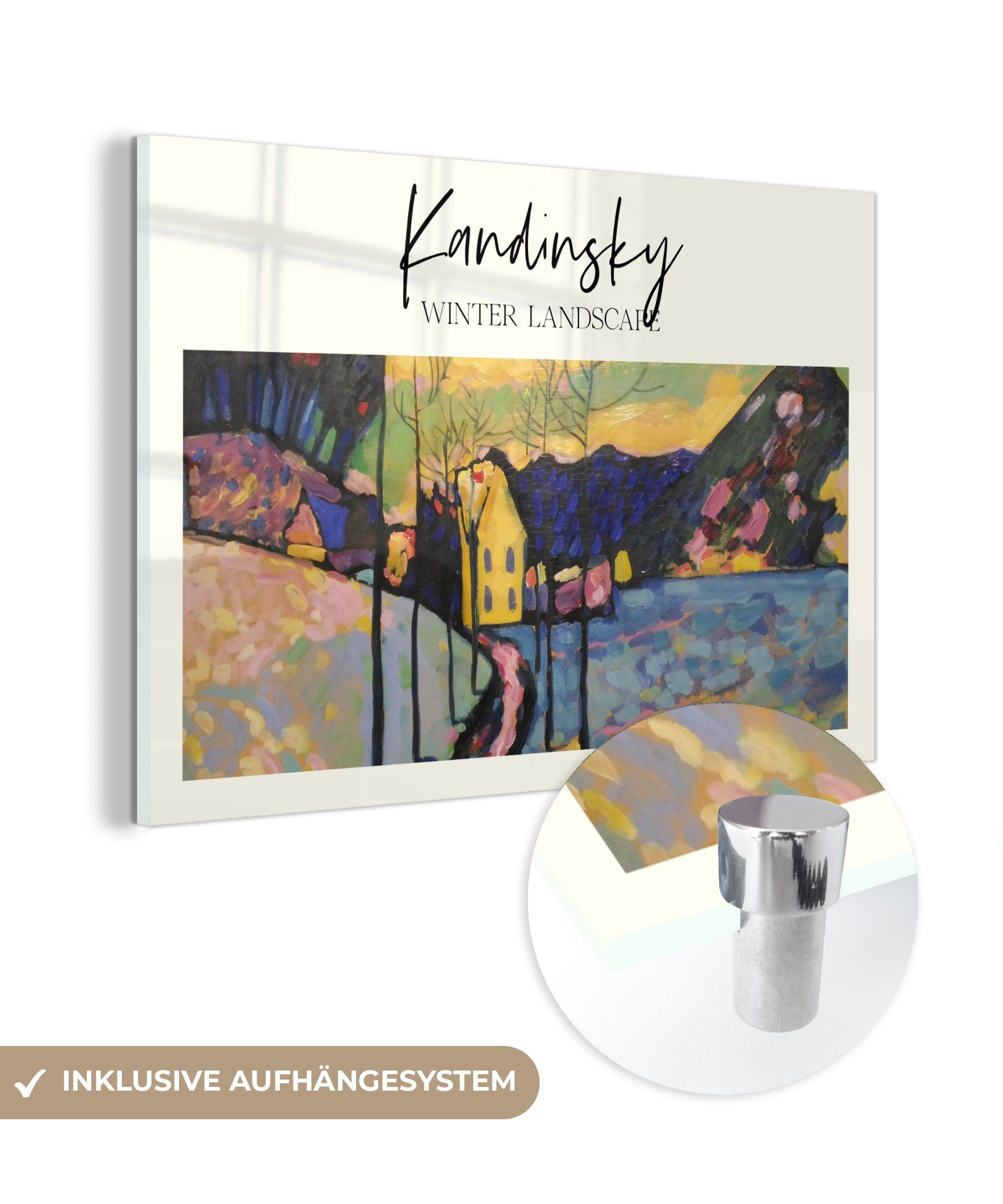 MuchoWow Acrylglasbild Winterlandschaft - Wassily Schlafzimmer Kandinsky, Wohnzimmer (1 & St), Acrylglasbilder