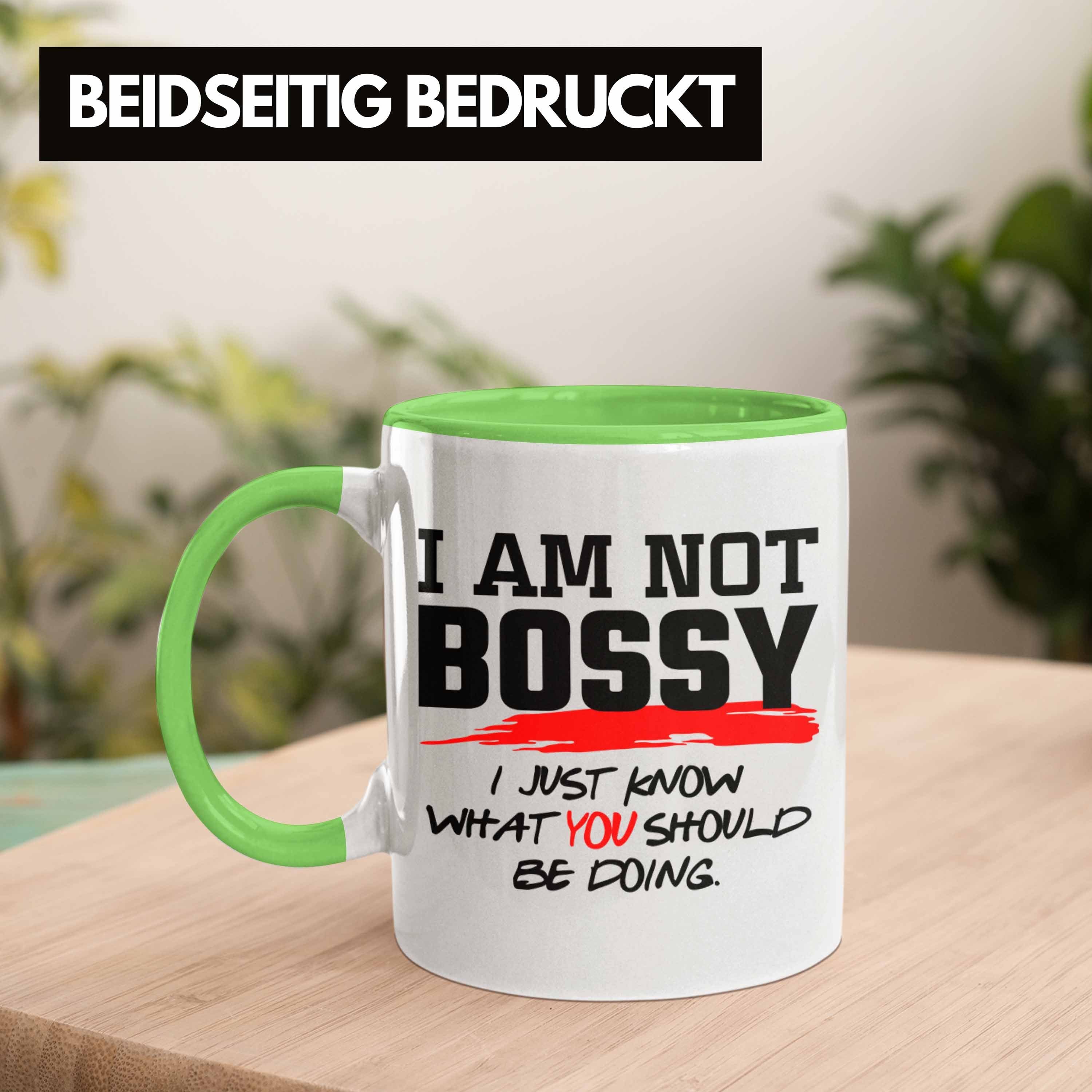Grün für Chef: Tasse Im mit Geschenk Tasse Chefin Bossy Spruch Lustiges Trendation Not