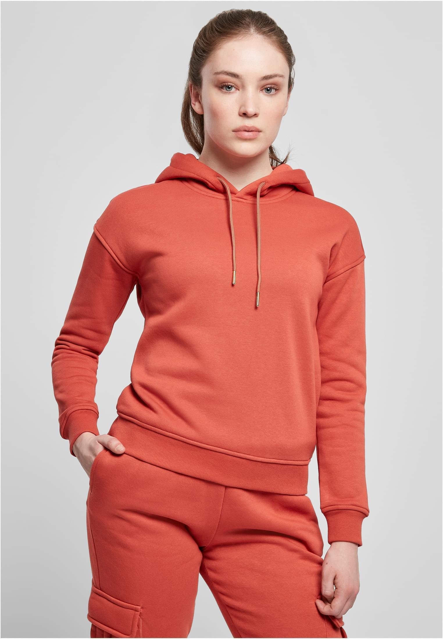 URBAN CLASSICS Kapuzenpullover Damen Hoody Kapuzenpullover mit breiten Rippbündchen