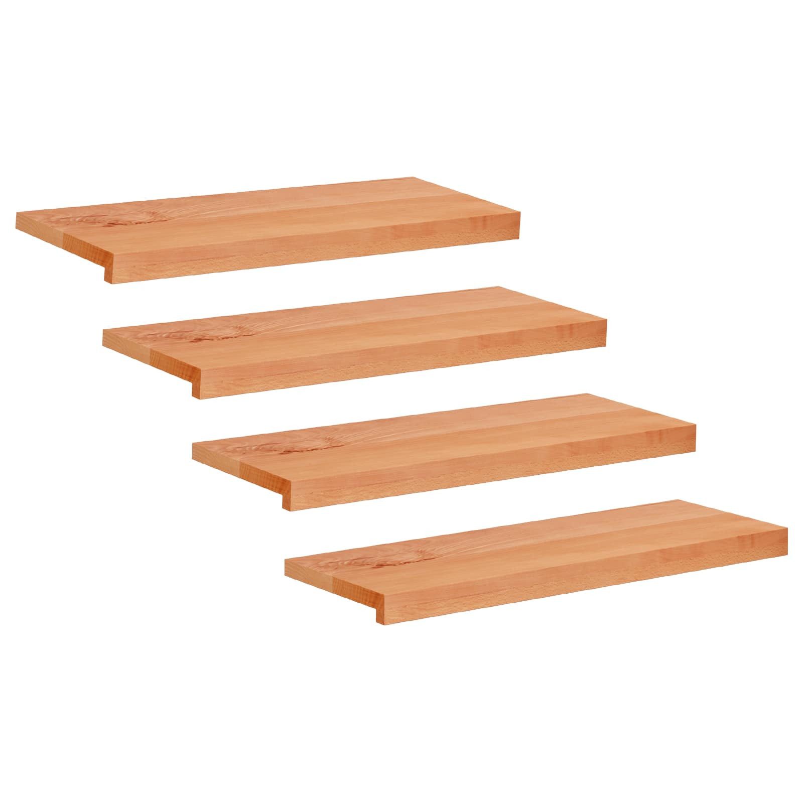 vidaXL Stufenmatte Treppenstufen 4 stk. 70 x 25 x 2 cm Lack Massivholz Buche, Höhe: 2 mm