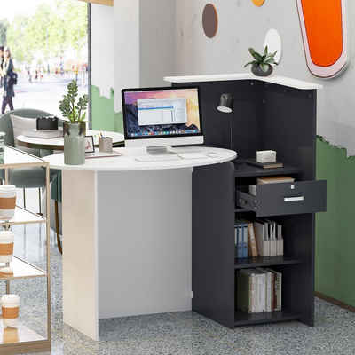 FUFU&GAGA Empfangstheke Rezeptionstheken Rezeption Schreibtisch Weiß und Dunkelgrau,121cm