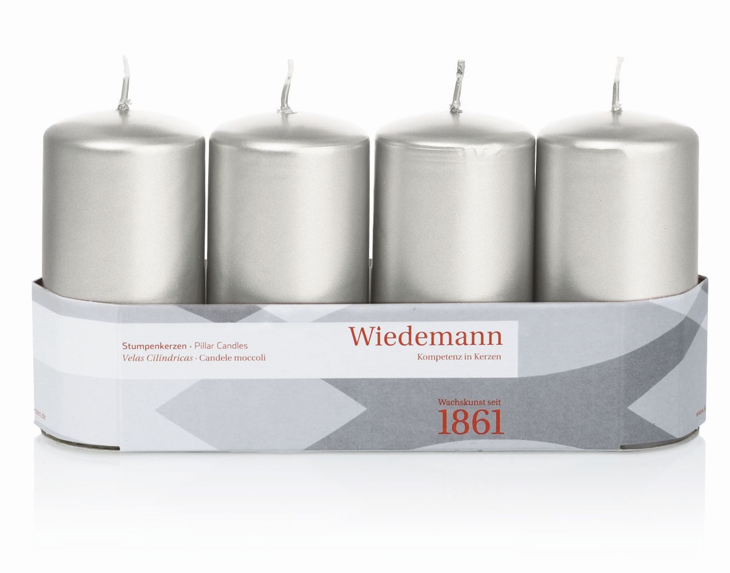 INNA-Glas Adventskerze Adventskerzen JENARO, 4 Stück, silber, 10 cm, Ø5 cm, 23h