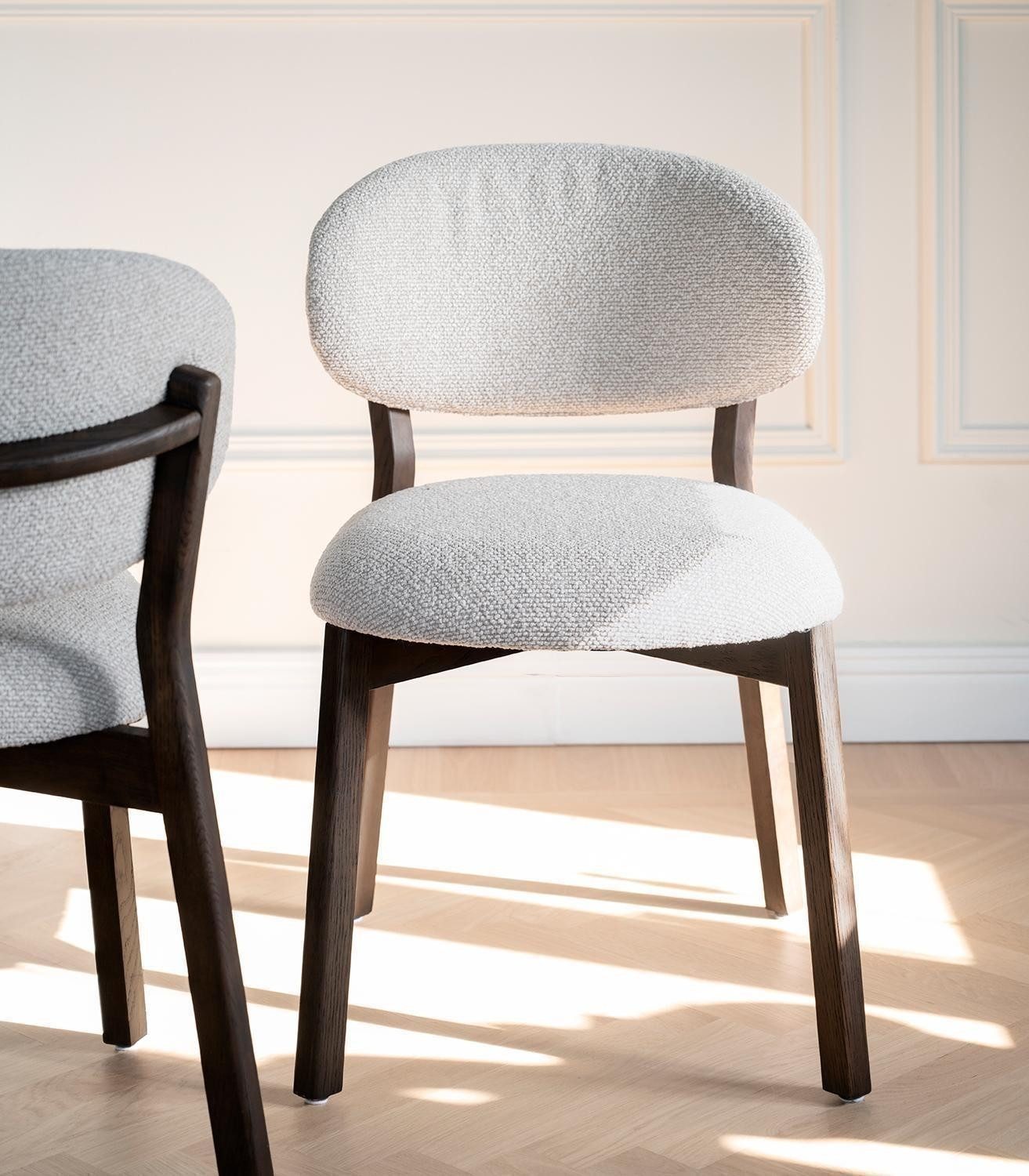 Polsterstuhl PATTERSON, Beige, Braun, Eichenholz massiv, (1 St), Stoffbezug, B 50 x H 81 x T 60 cm