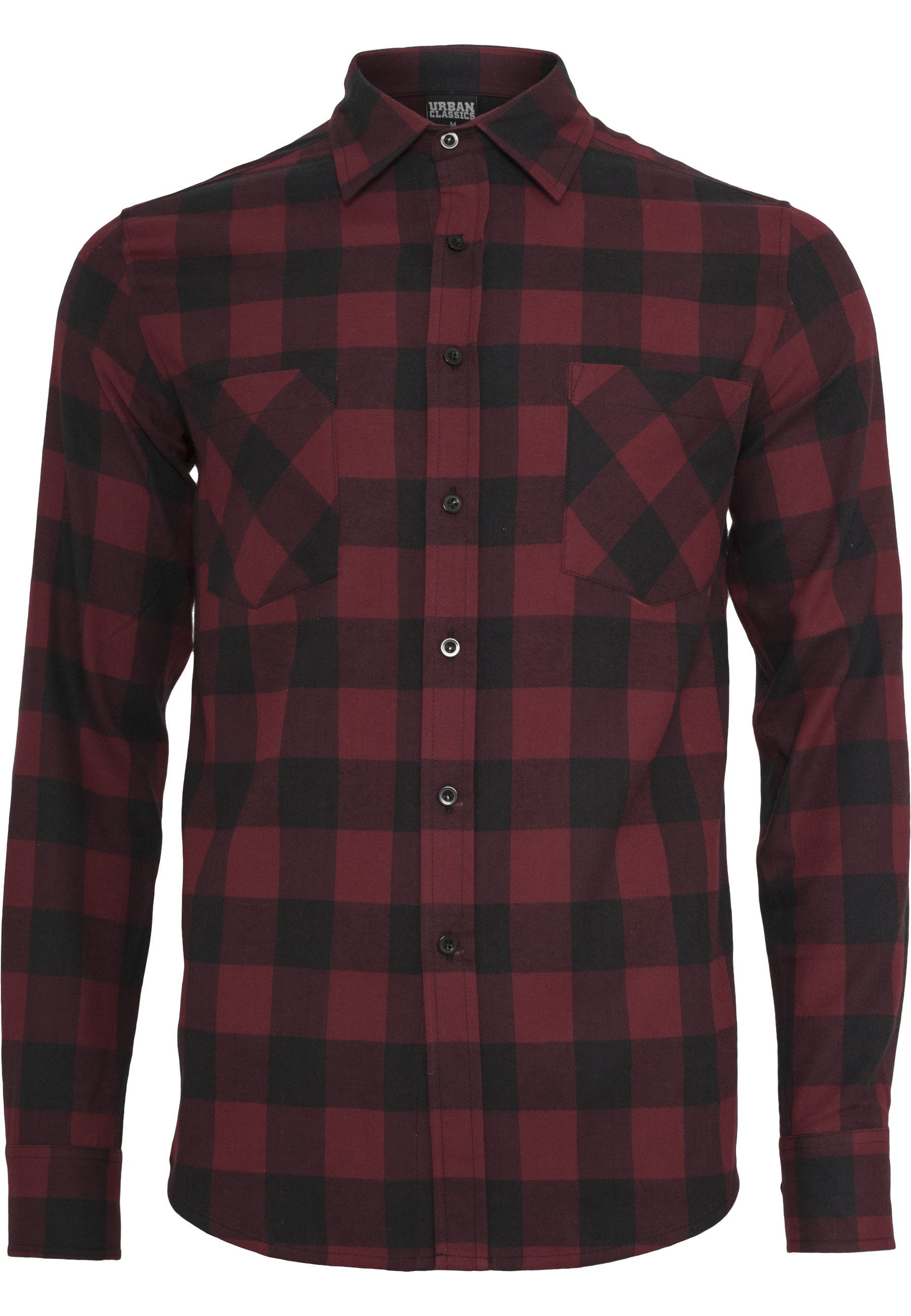 URBAN CLASSICS Kurzarmshirt Urban Classics Herren Checked Flanell Shirt (1-tlg)