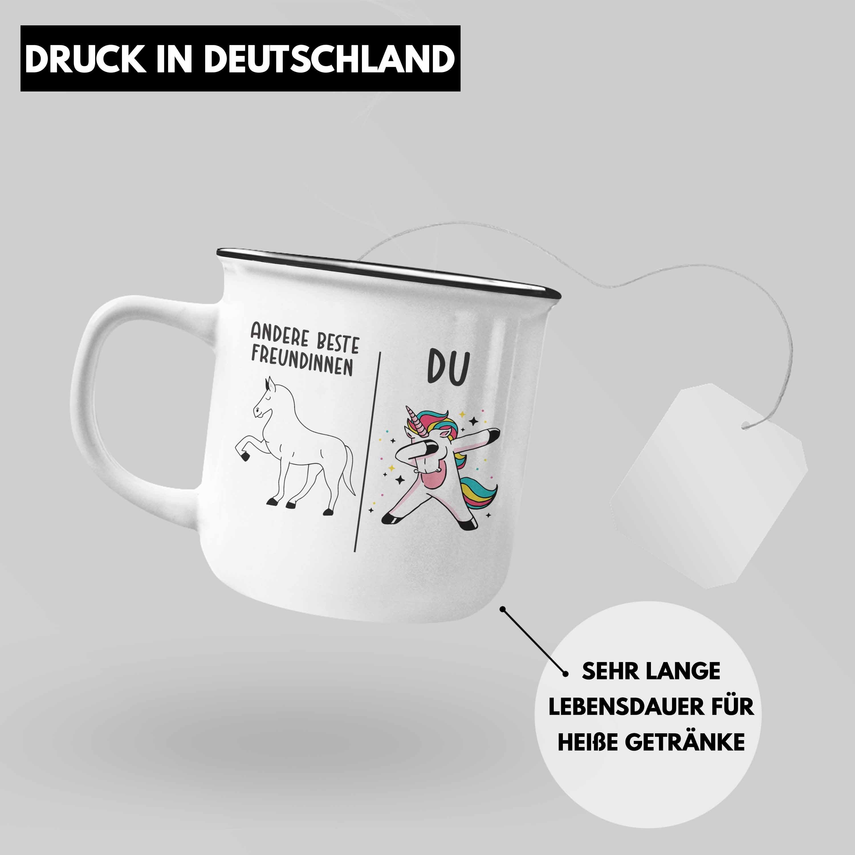 Emaille Silber Freundin Geburtstag Mädchen - Sprüchen Tassen Tasse Beste mit Trendation Geschenke Thermotasse Trendation Emaille