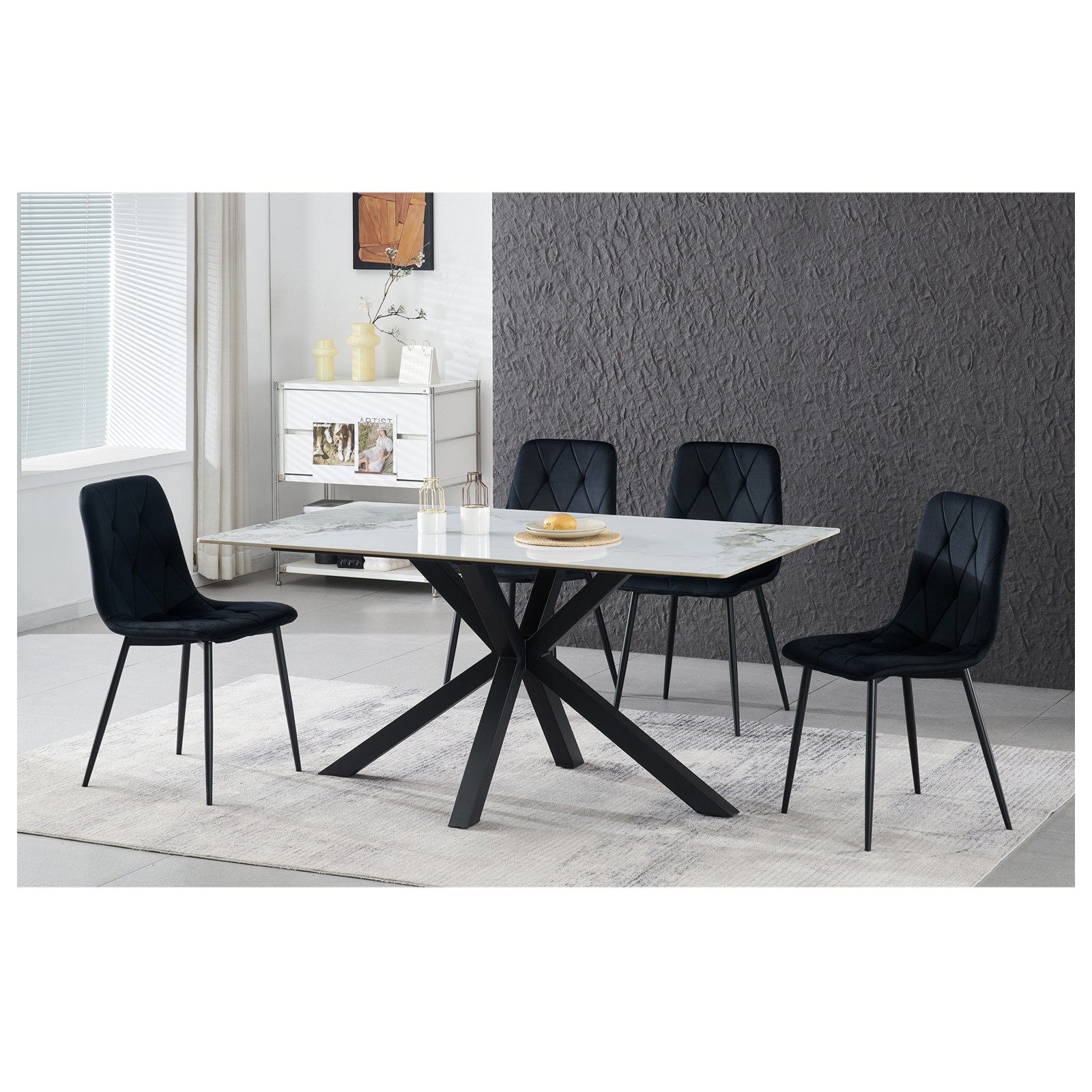 HTI-Living Esszimmerstuhl Stuhl Mesa Eco 2er-Set Velvet Schwarz (Stück, 2 S günstig online kaufen