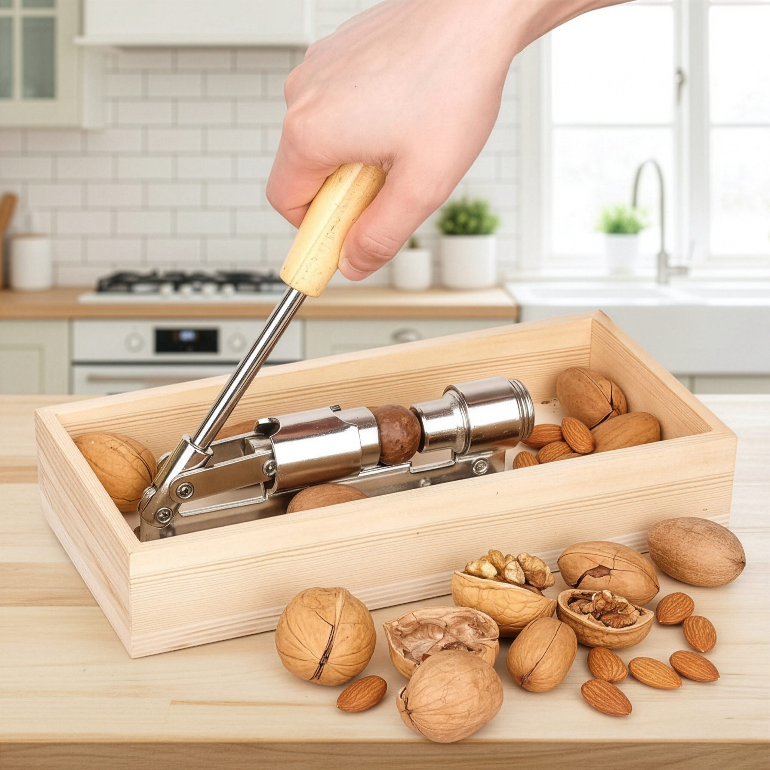 relaxdays Nussknacker Retro Nussknacker mit Holzgriff