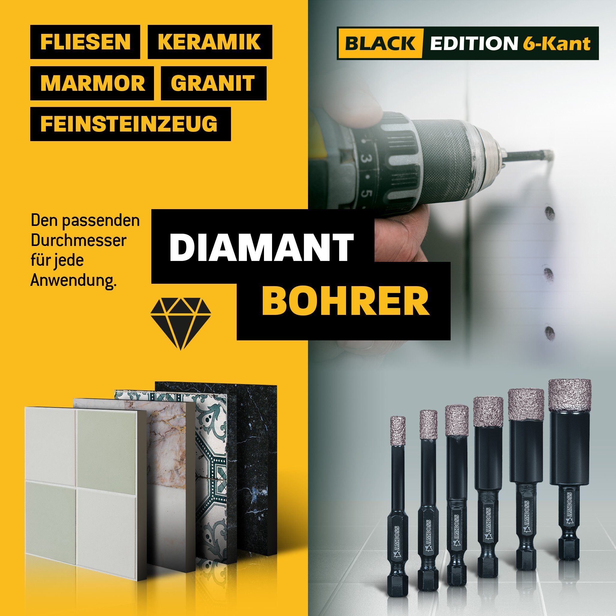 Amboss mm Amboss Ø Bohrer Edition 10 Diamant Black mm, Werkzeuge 10 Lochsäge