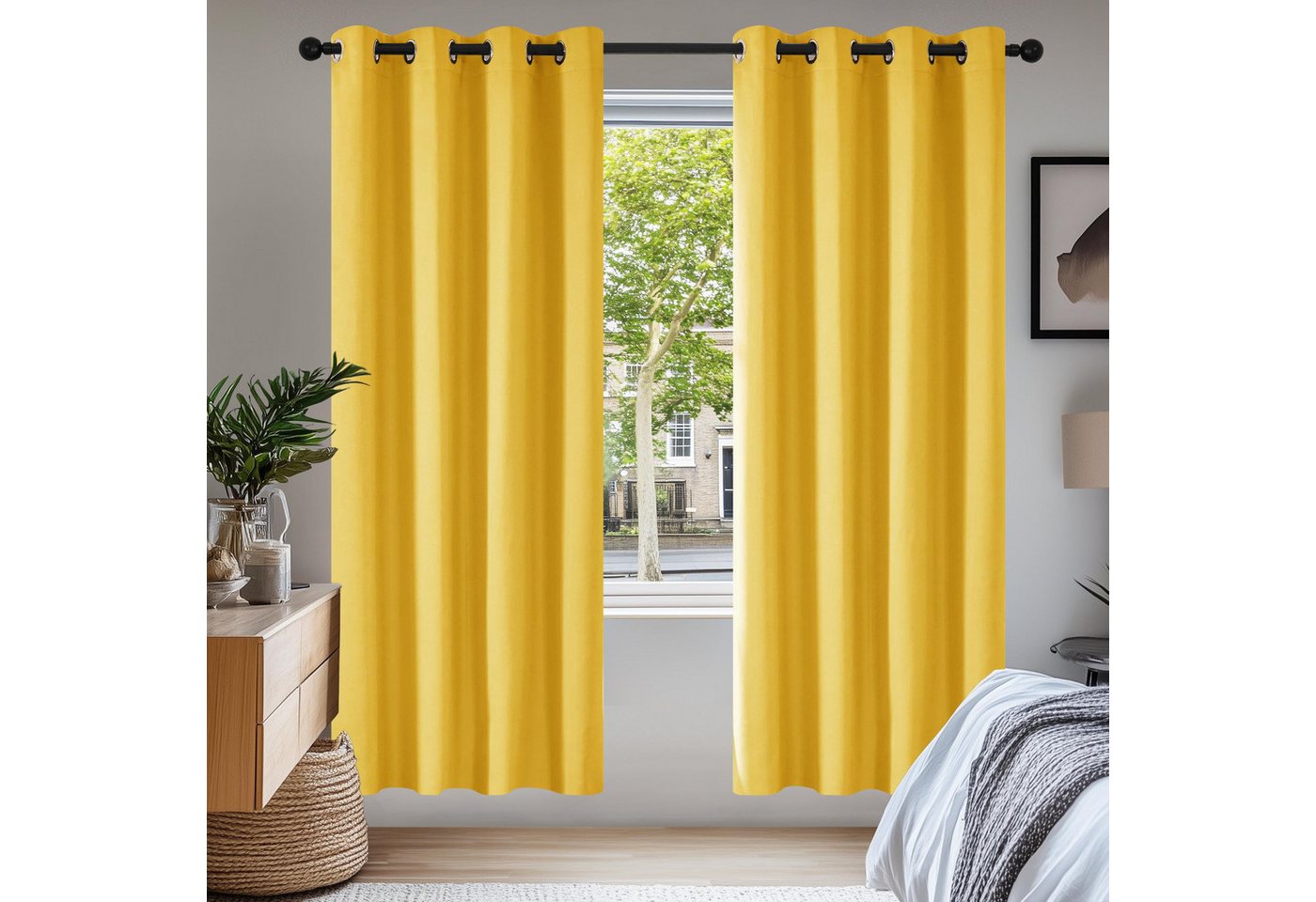Deconovo Verdunkelungsvorhang Gardinen mit Ösen Blickdichte Vorhang Kälteschutz Schlafzimmer 2er Set, Blackout Curtain einfarbig Thermo Vorhang Verdunkelung Wärmeisolierend