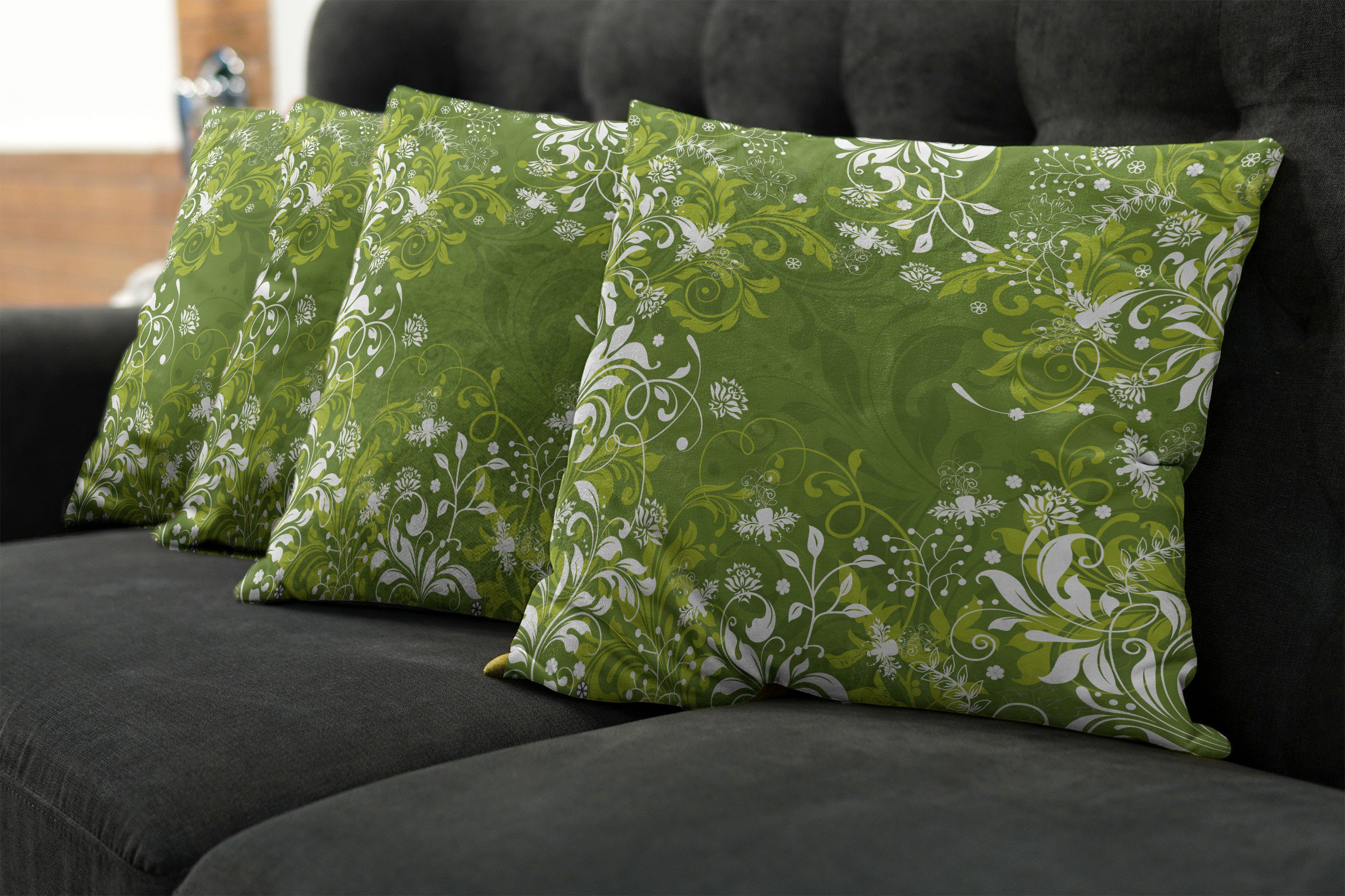 Abakuhaus (4 Natur Grün Stück), Kissenbezüge Abstract Floral Modern Accent Doppelseitiger Digitaldruck,