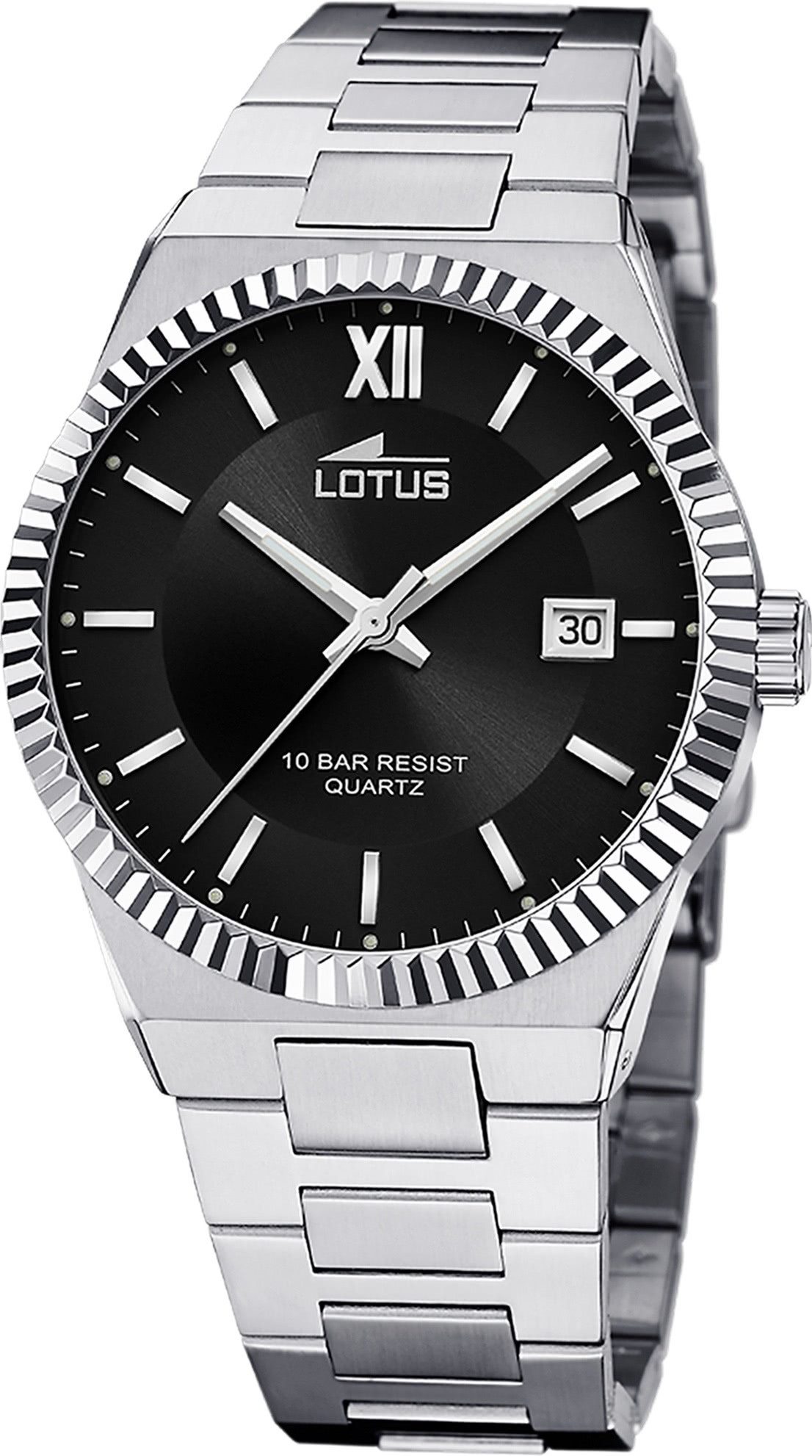 Lotus Chronograph Lotus Herrenuhr Edelstahl silber Lotus, (Chronograph), Herren Armbanduhr rund, groß (ca. 40mm), Edelstahl