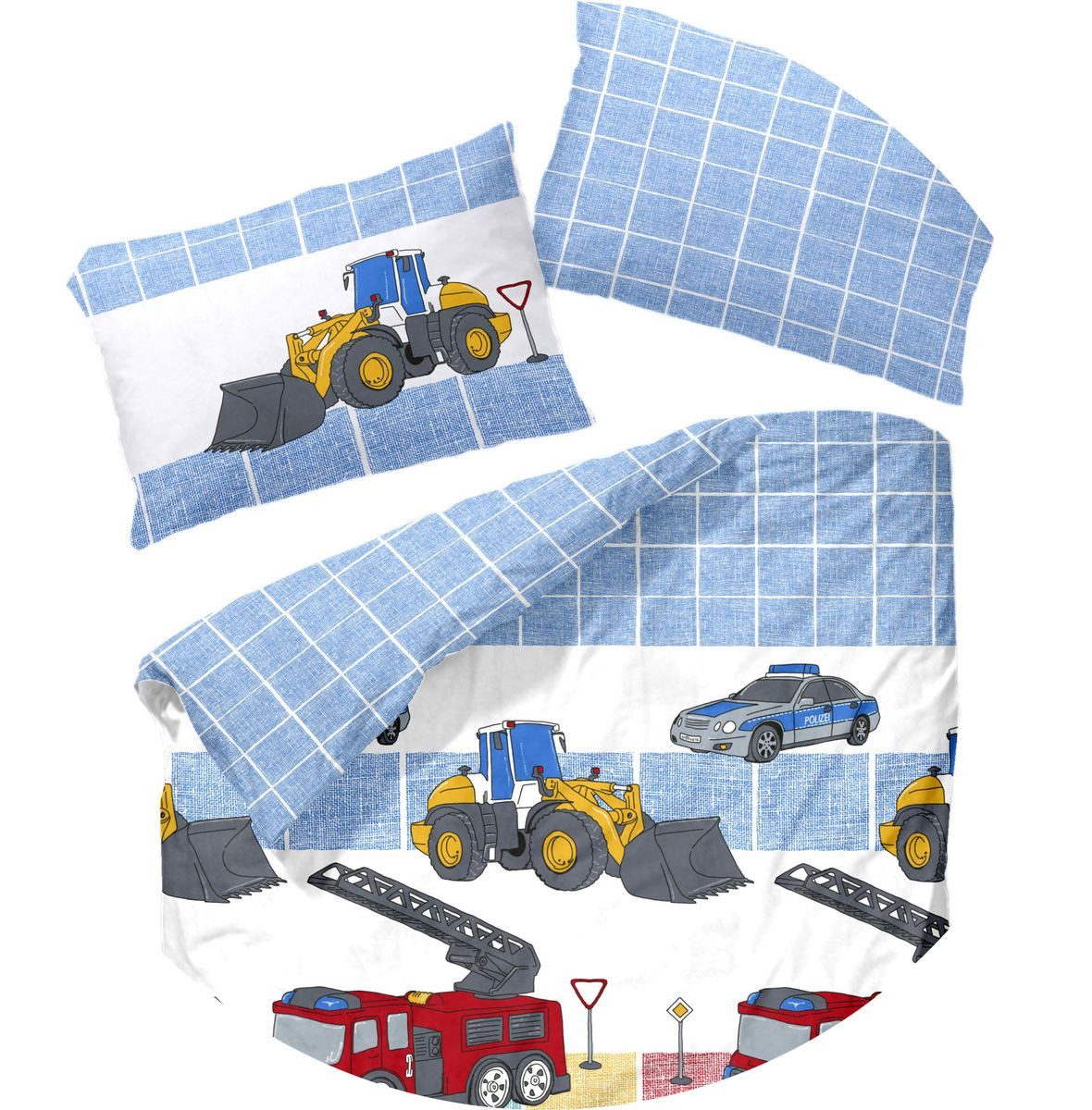JACK Babybettwäsche 100x135cm Feuerwehr Polizei Traktor Radlader Bettwäsche günstig online kaufen