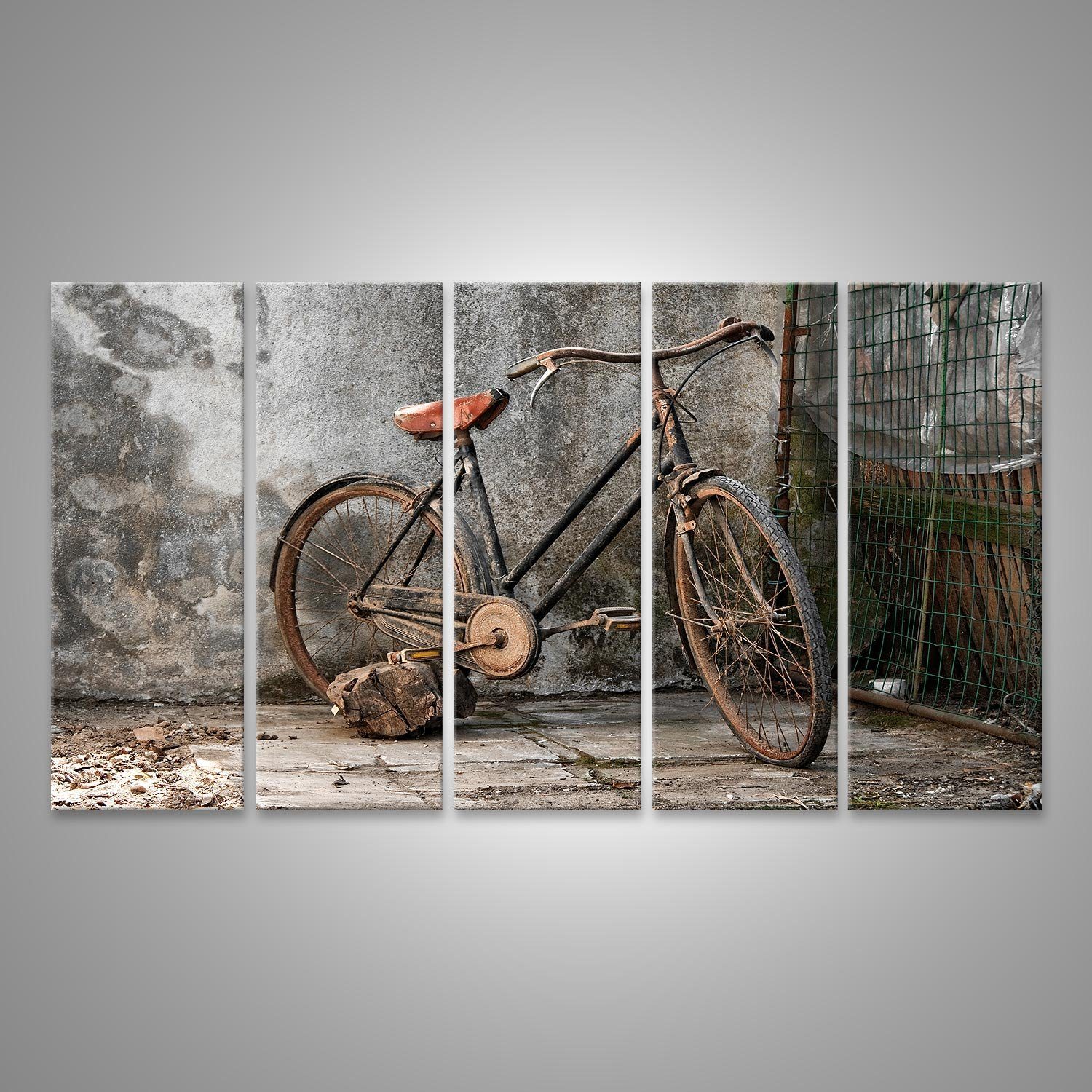 islandburner Leinwandbild »Bild auf Leinwand Altes Rostiges Fahrrad  Hollandrad Wandbild Leinwandb«