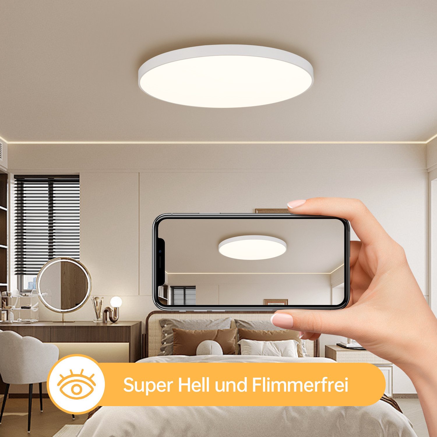 JDONG LED Deckenleuchte 24W/36W/54W/72W Weiße Deckenlampe Rund, LED LAMP, 3 günstig online kaufen