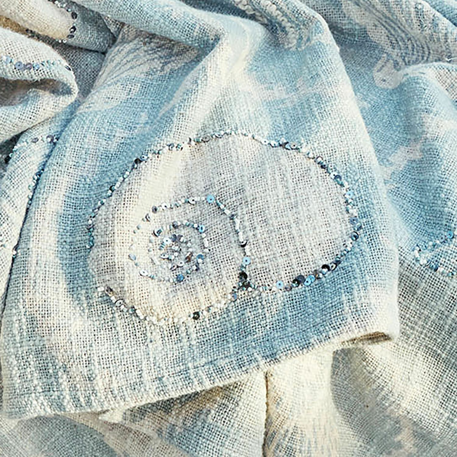 Mirabeau Tagesdecke Plaid Calerand weiß/blau