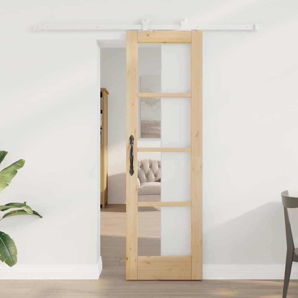 vidaXL Zimmertür Schiebetür mit Hardware-Set ORKDALMassivholz Glas