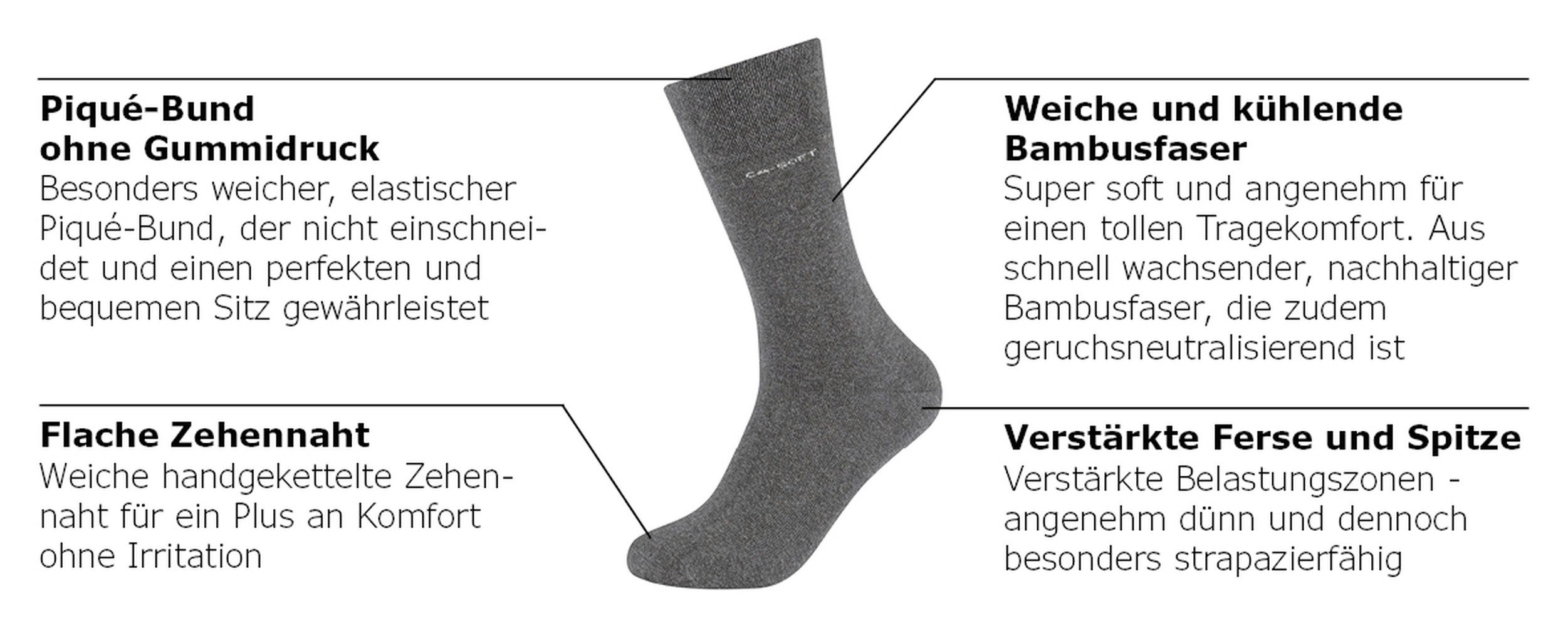 Camano Langsocken ca-soft (4-Paar) verstärkte Ferse und Spitze – Bild 3 von 3