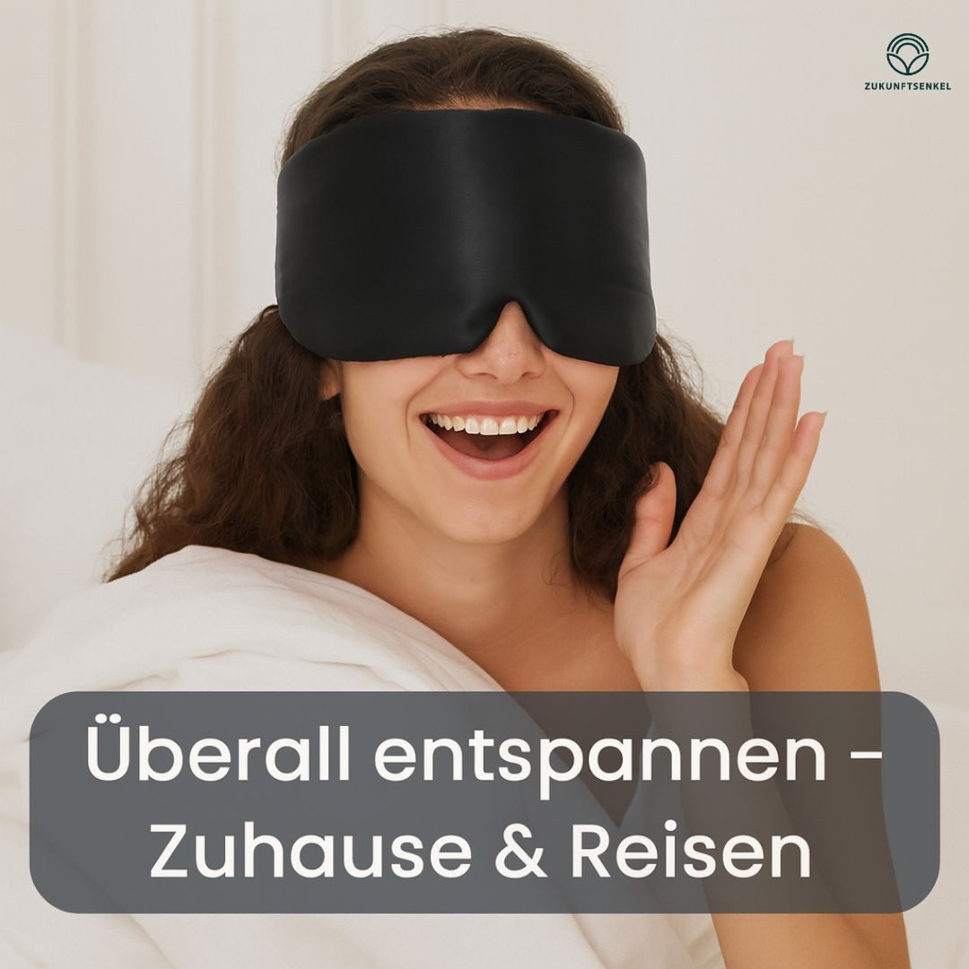 ZUKUNFTSENKEL Schlafmaske Schlafmaske aus Seide 100% Dunkelheit, Druckfrei & atmungsaktiv, Schlafbrille mit verstellbarem Klettverschluss, Perfekt für Seitenschläfer & Reisen