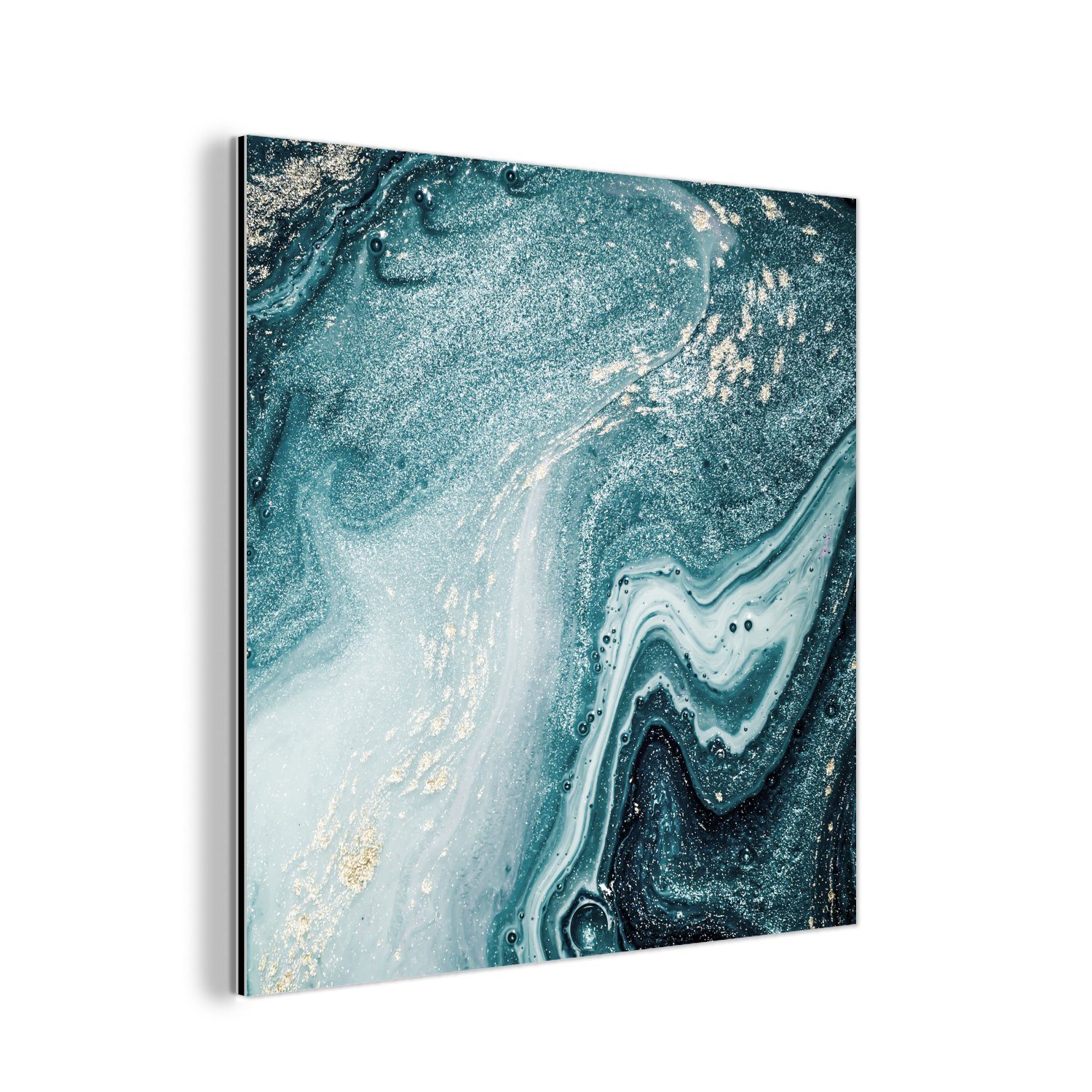 MuchoWow Metallbild Edelsteine - Blau - Natur - Marmor - Abstrakt, (1 St), Alu-Dibond-Druck, Gemälde aus Metall, Aluminium deko