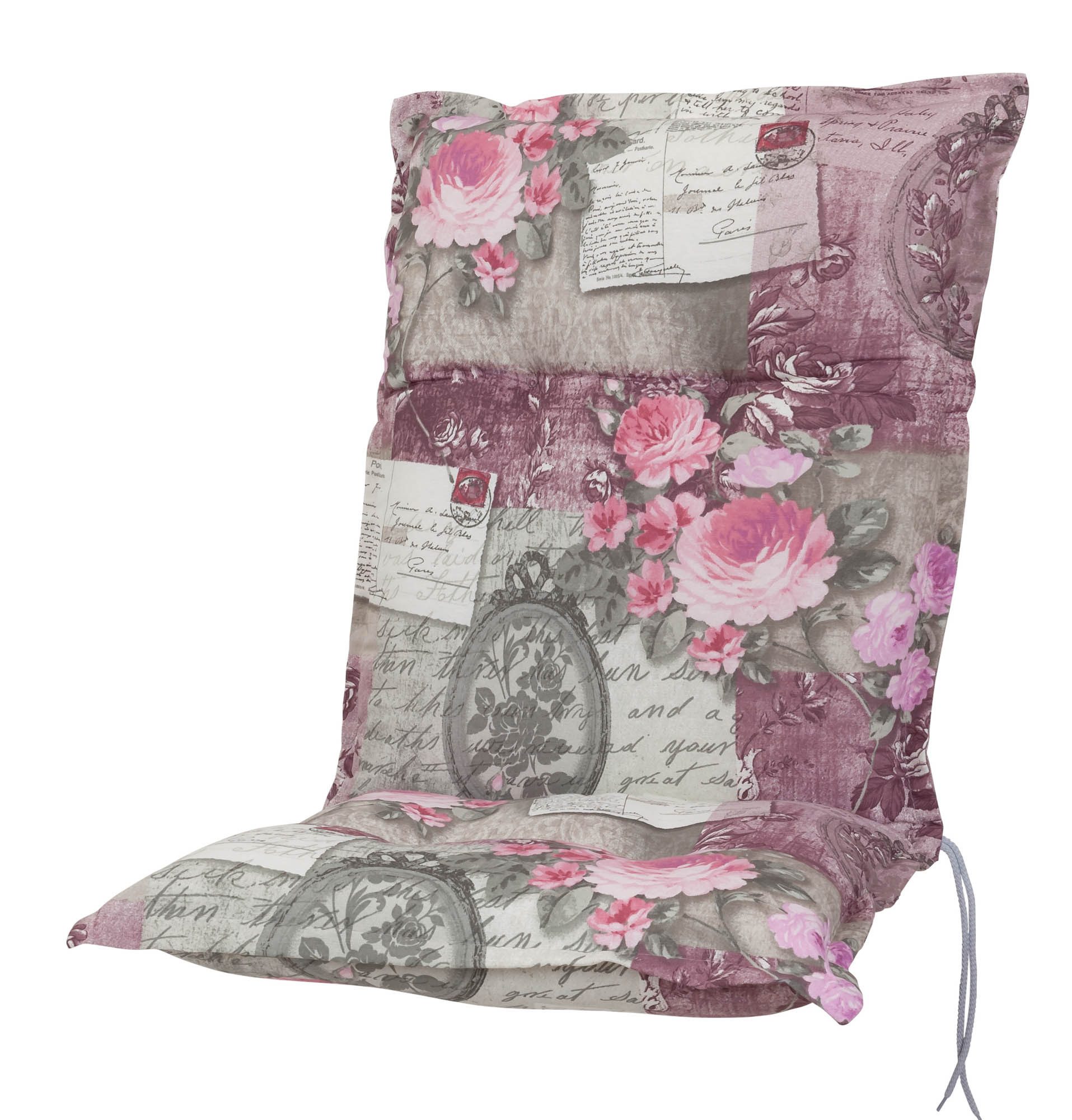 KETTtex Sesselauflage Niederlehner Rom 0798 rosa-grau Blumen Landhaus 103x50x9 cm KETTtex