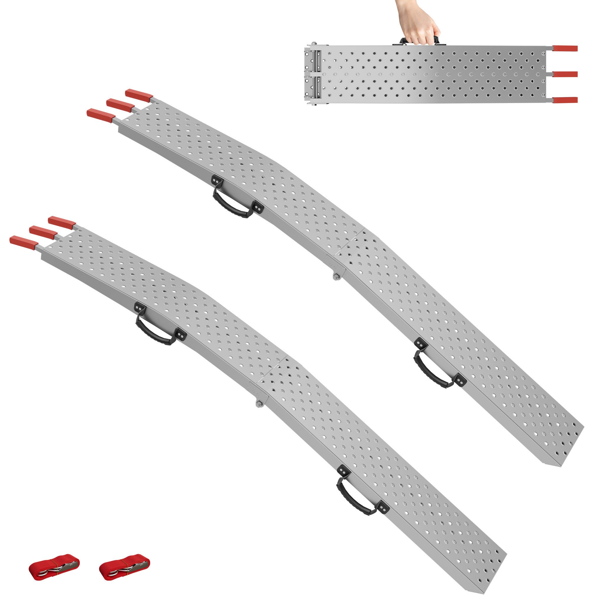 FIVMEN Auffahrrampe Laderampen Klappbar Rampe Verladerampe Auffahrschiene Motorradrampe (2-St), für PKW, Anhänger, Treppe, Fahrrad 195 x 22 x 4cm Max 200 kg pro Rampe