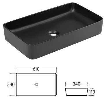 Lomadox Badmöbel-Set PUEBLA-56, (Spar-Set, 5-St), Eiche Waschtischunterschrank Keramik Waschbecken Spiegel Hochschrank