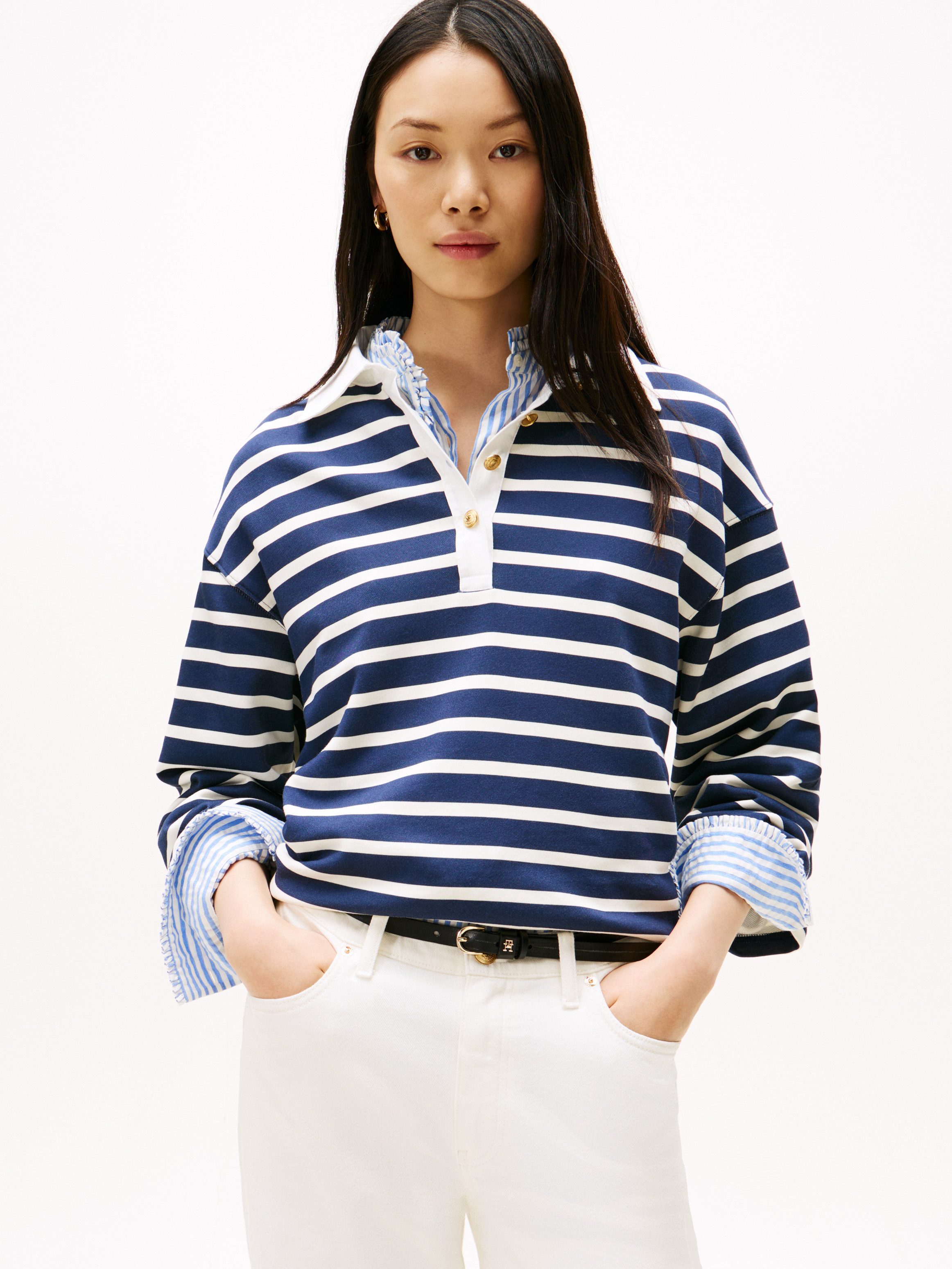 Tommy Hilfiger Sweatshirt GOLD BUTTON RUGBY TERRY SWTSHRT günstig online kaufen