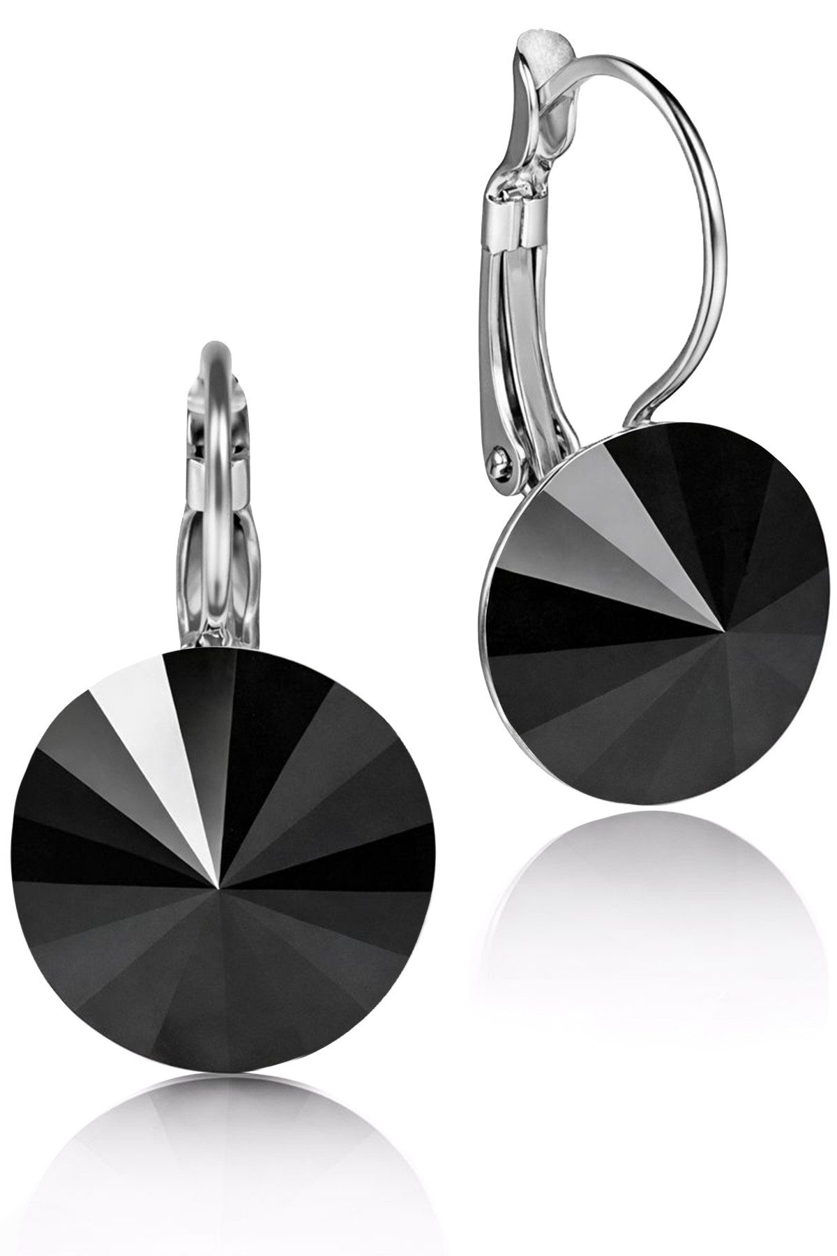 LUISIA® Paar Ohrhänger Silberne Ohrringe "Rivoli" mit 12 mm Kristallen von Swarovski® (2-tlg., inkl. Schmuckbox), Große Farbauswahl