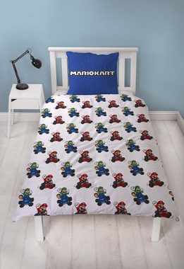 Bettwäsche Mariokart Mikrofaser Bettwäsche Set, Super Mario, Mikrofaser, 2 teilig, Bettdeckenbezug 135-140x200cm Kissenbezug 60x70 cm