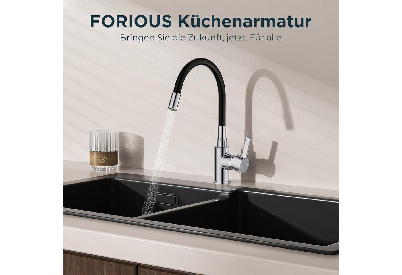 Thumbnail - LuxusKollektion Küchenarmatur Flexible Wasserhahn Küche 360° Drehbar Einhebelmischer Edelstahl