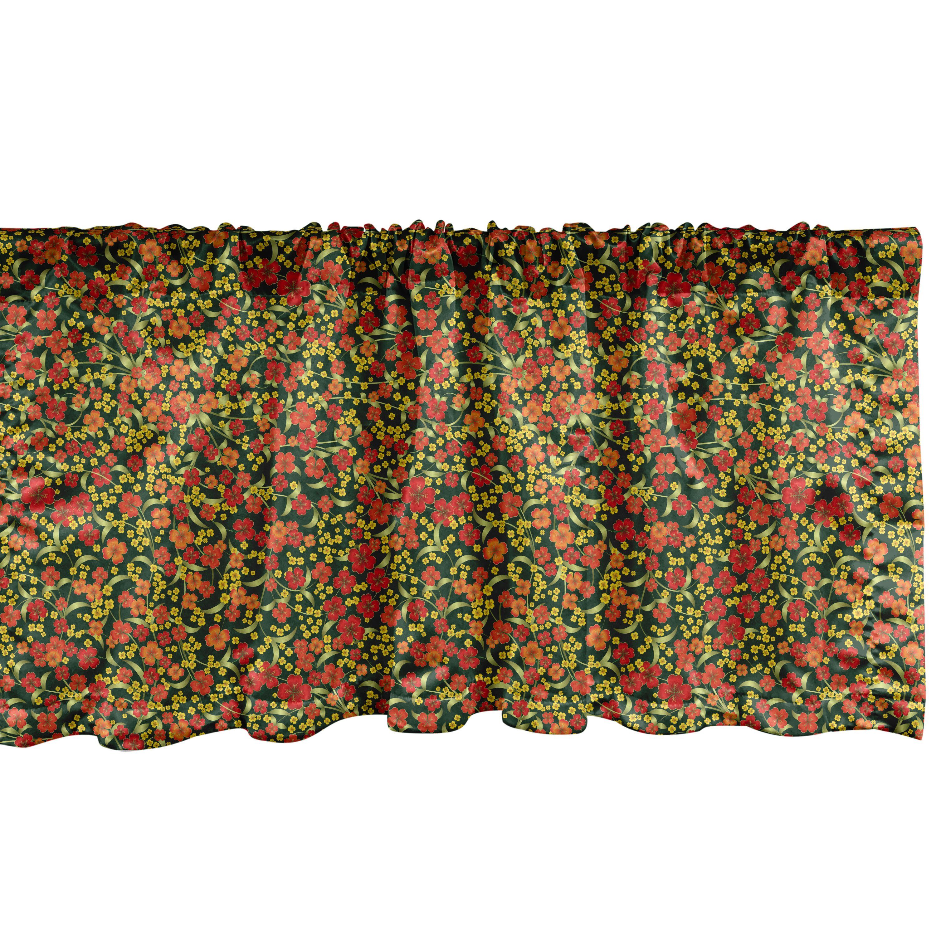 Scheibengardine Vorhang Volant für Küche Schlafzimmer Dekor mit Stangentasche, Abakuhaus, Microfaser, Blumen Spring Season Flourishes