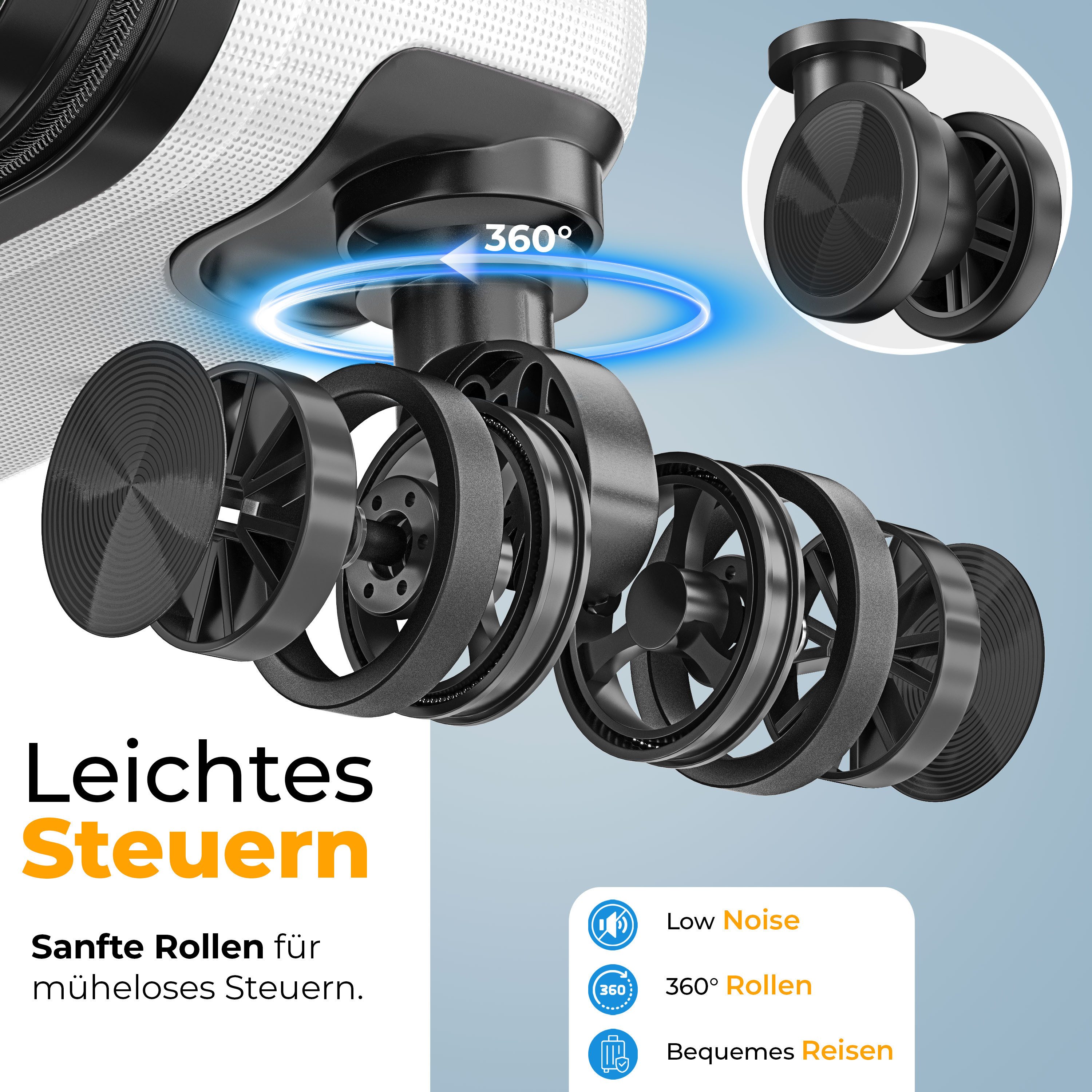 KESSER Hartschalen-Trolley Reisekoffer, 4 Rollen, ABS Hartschalenkoffer mit Zahlenschloss Kofferwaage & Reisebrieftasche – Bild 5 von 5