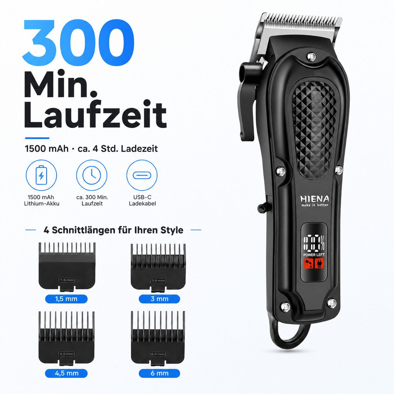 Toomoke Haarschneider für Herren, Barttrimmer, Elektrorasierer, Grooming Set, Haarschneidemaschine, Körperrasierer, Friseurset für Zuhause & Salon, 3-in-1, 3 Di – Bild 3 von 5