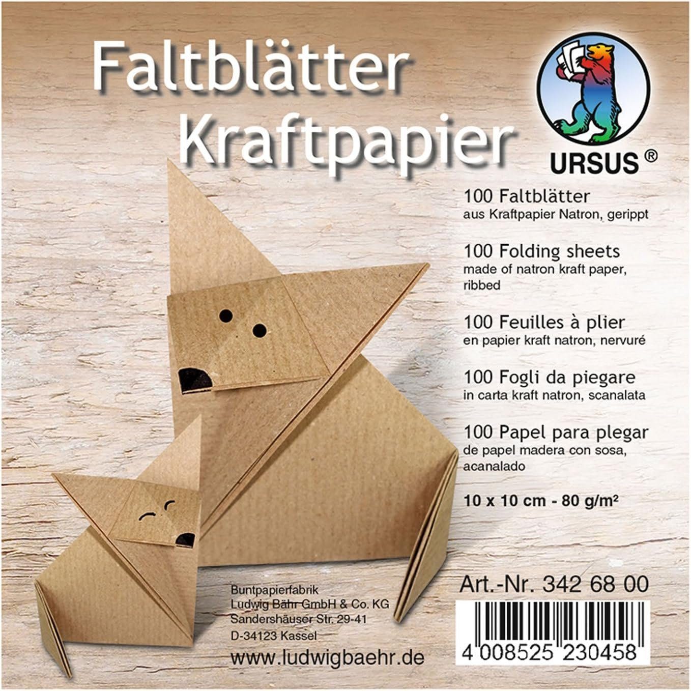 Ursus - Ludwig Bähr Kraftpapier URSUS Faltblätter Kraftpapier 80g/m² 10x10cm 100 Blatt