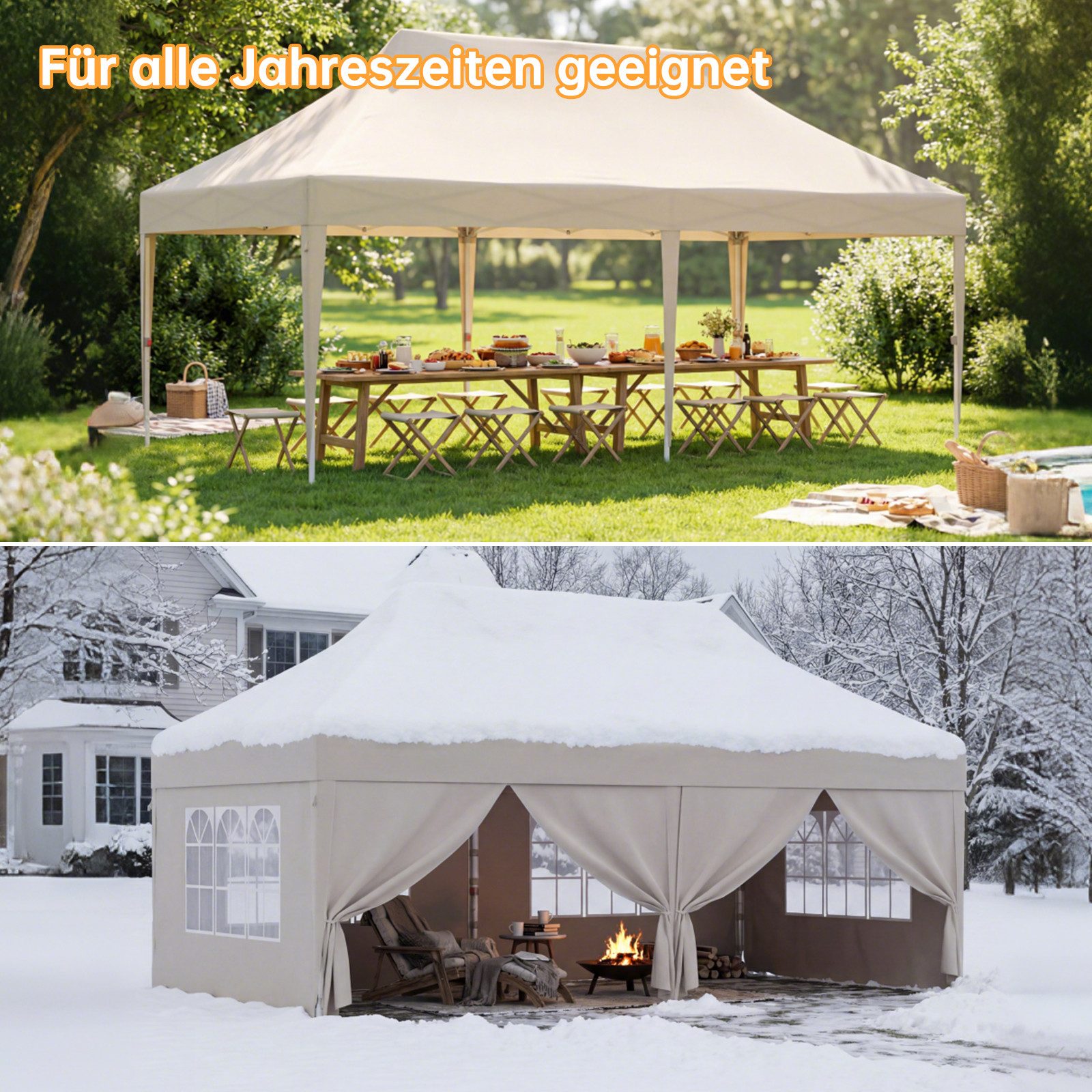 HOMALL Faltpavillon Pop-Up Partyzelt 3x6m wasserdicht, UV Schutz 50+ Gartenzelt, mit 6 Seitenteilen, Höhenverstellbar Pavillon mit 6 Seitenteilen und Tasche für Garten