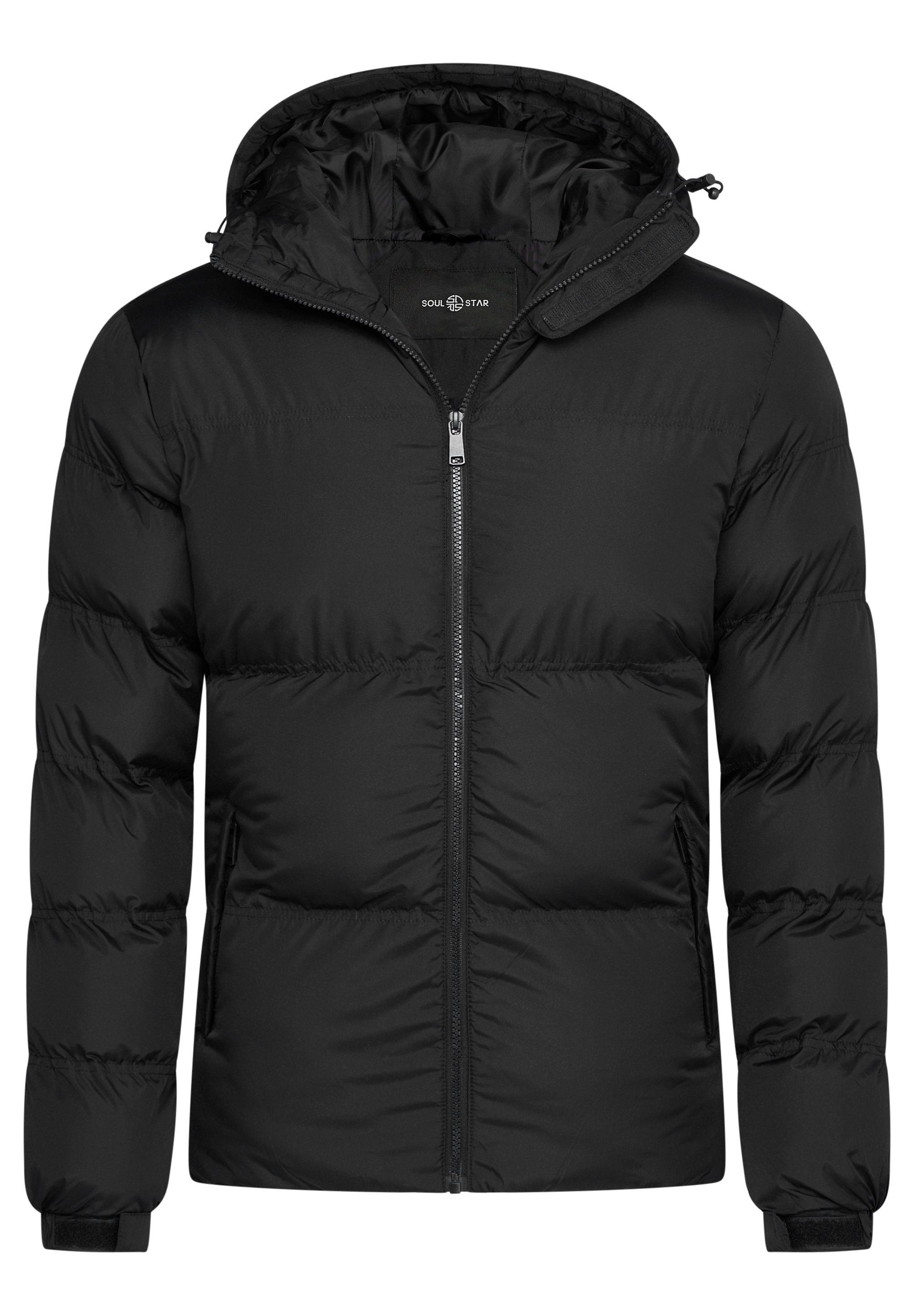 SOULSTAR Winterjacke S2KRAGERO Puffer Jacke mit Kapuze warme Steppjacke Schwarz