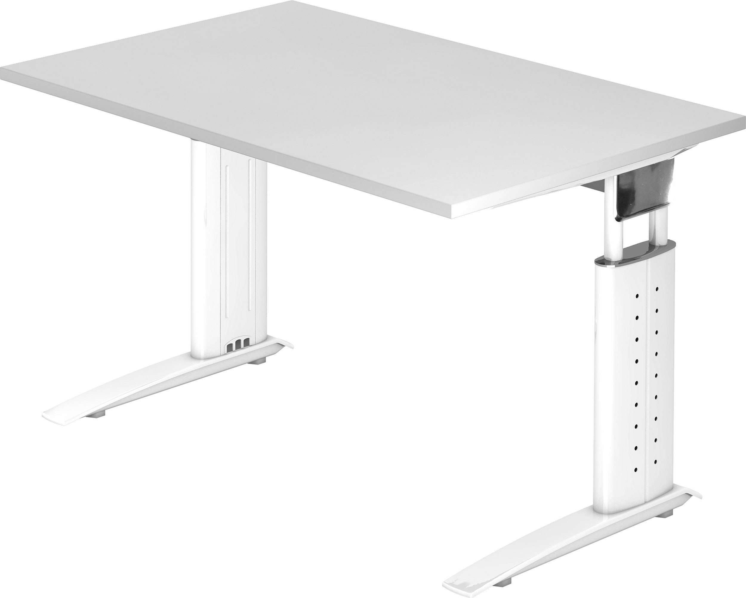 bümö Schreibtisch Schreibtisch Serie-U, Rechteck: 120 x 80 cm - Dekor: Weiß - Gestell: Weiß
