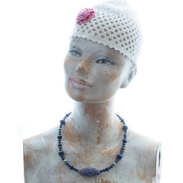 Bella Carina Perlenkette Kette mit Murano Glas Perlen Mosaik, Milleriori und Lapislazuli