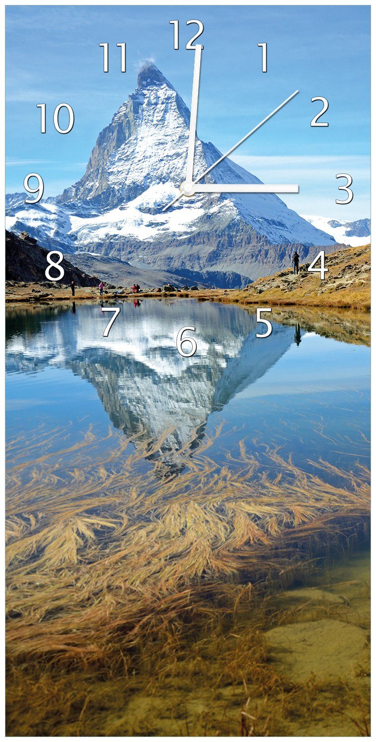 Wallario Wanduhr Matterhorn - Spiegelung im See (Uhr aus Acryl)