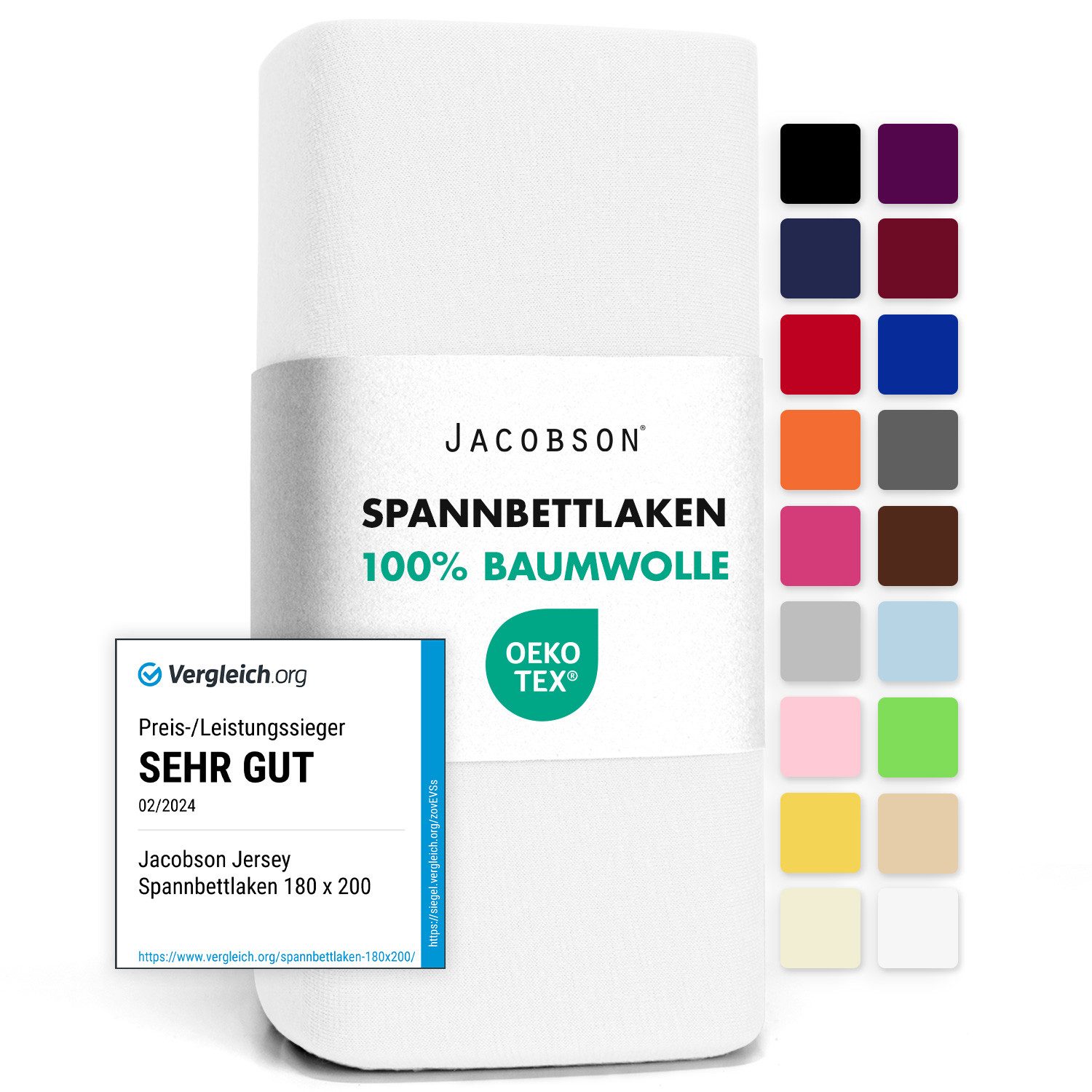 Spannbettlaken aus 100% Baumwolle, Jersey Bettlaken 160 g/m²