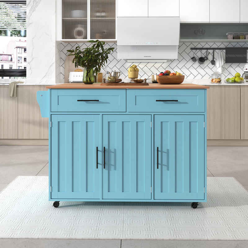 IDEASY Kücheninsel Speisewagen/Sideboard, Küchenwagen, mit 2 Schubladen, Aufbewahrungstür-Design, 121 x 76 x 91,5 cm